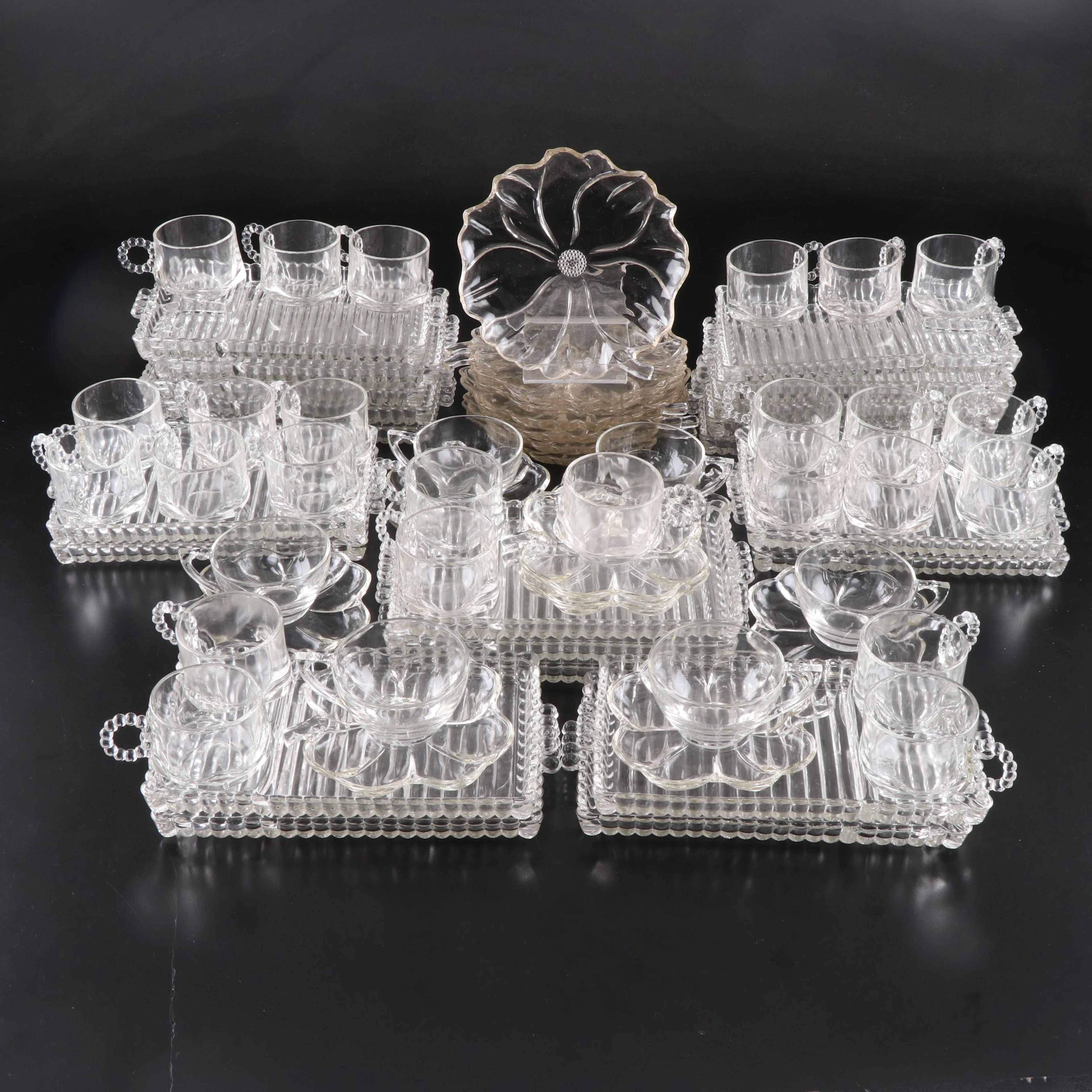 Hazel-Atlas Snack, Sip N' Smoke Sets with More Glassware, Mid-20th C.