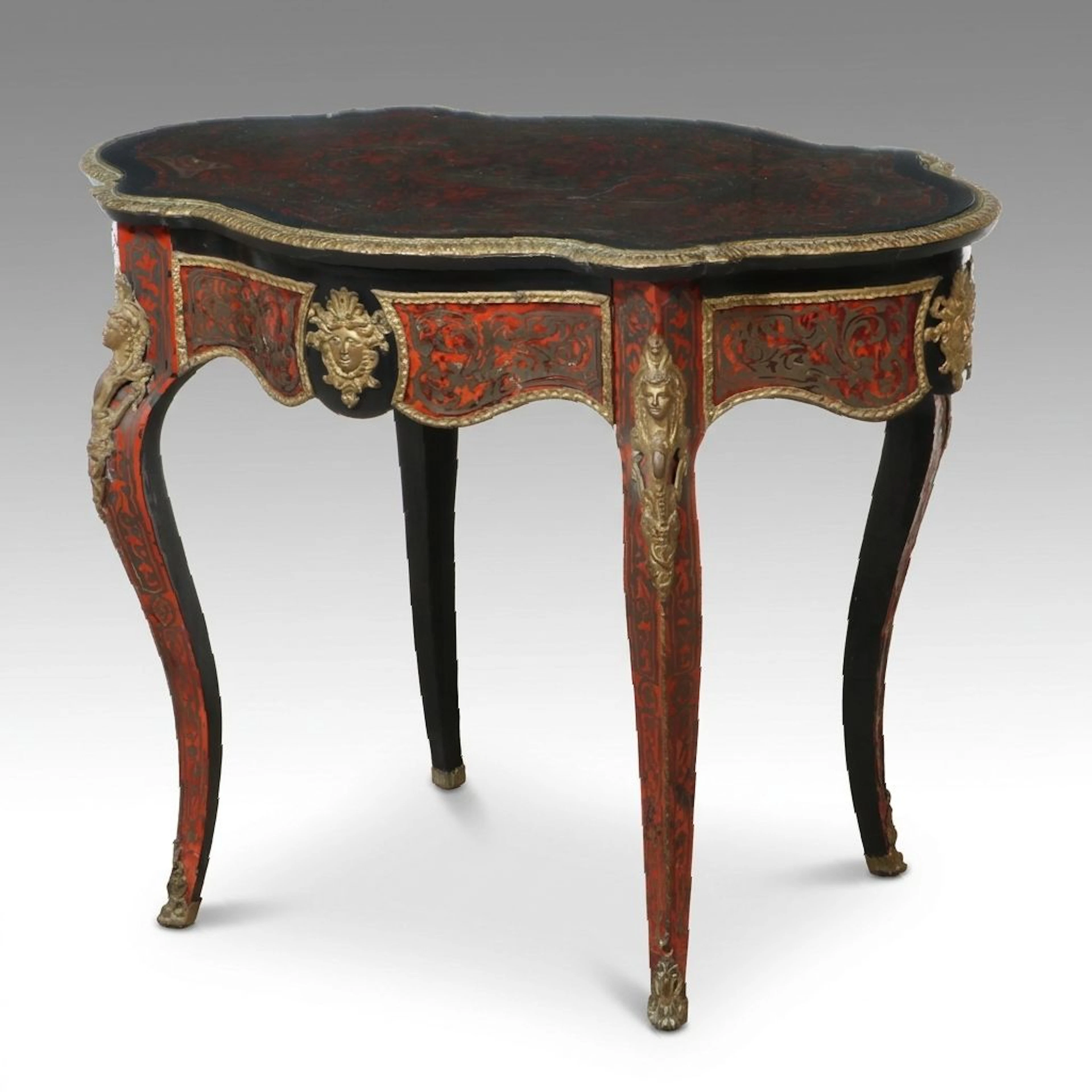 Louis XV Style Faux Tortoiseshell and Brass Boulle Table, 20th Century
