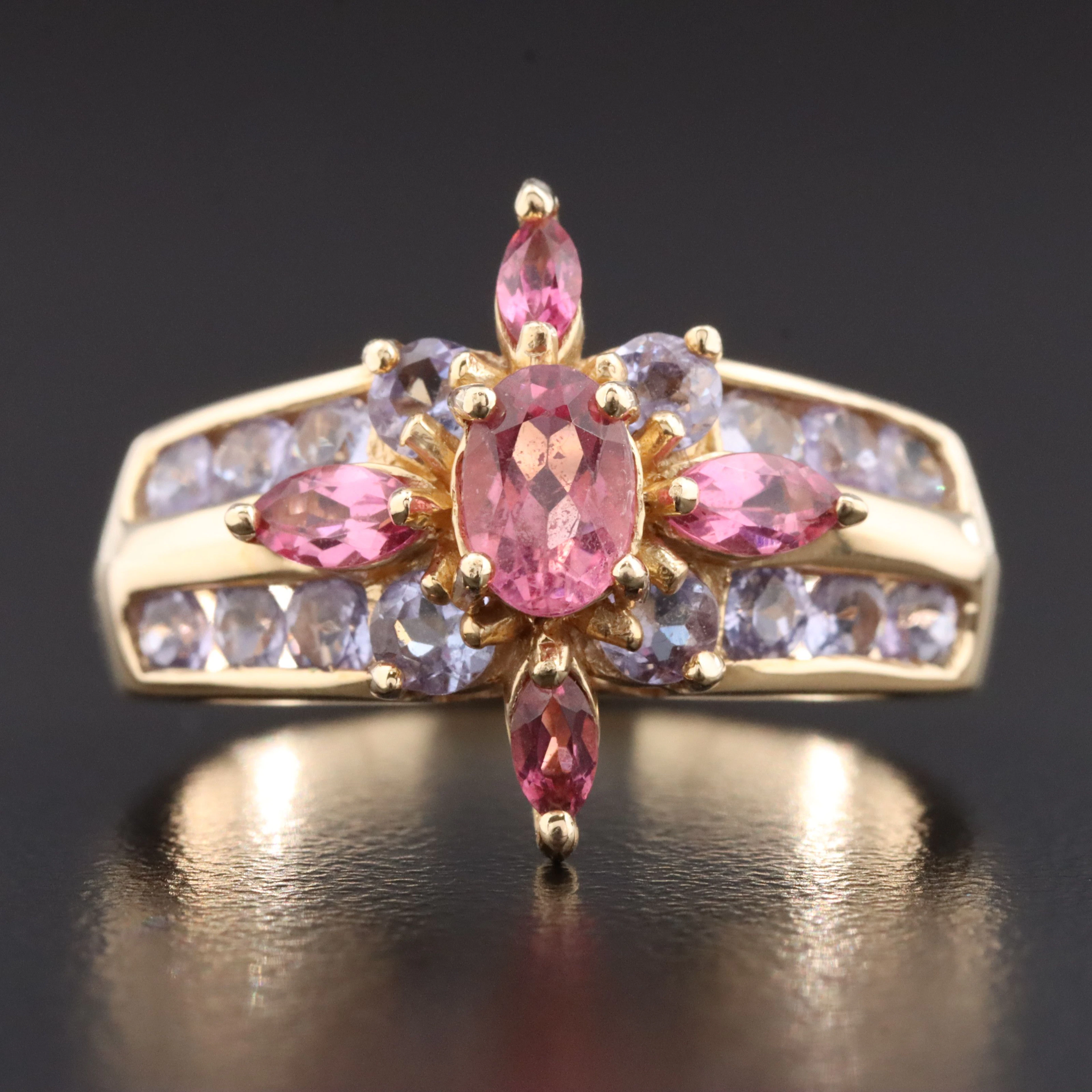 14K Tourmaline and Tanzanite Ring