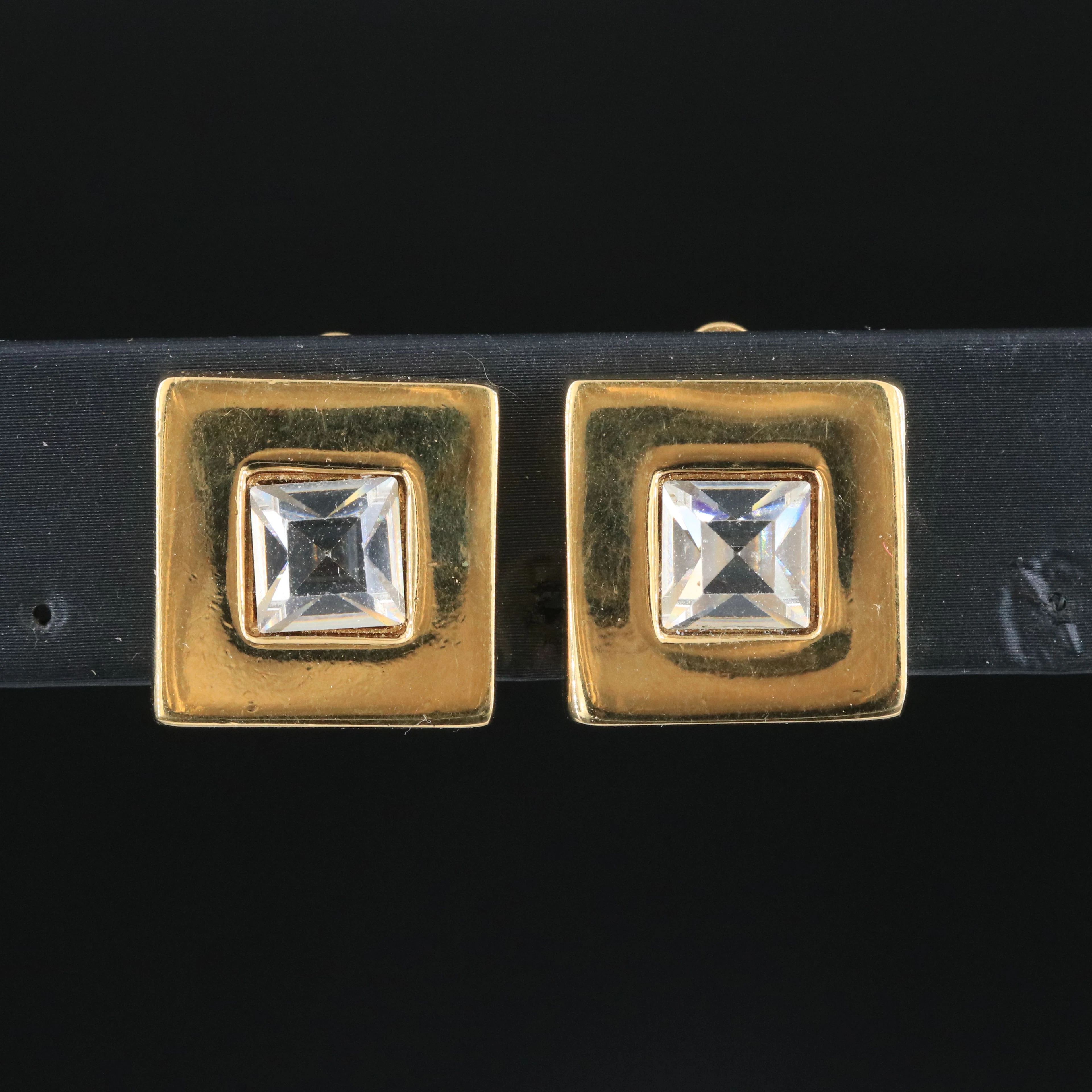 Givenchy Crystal Square Clip Earrings