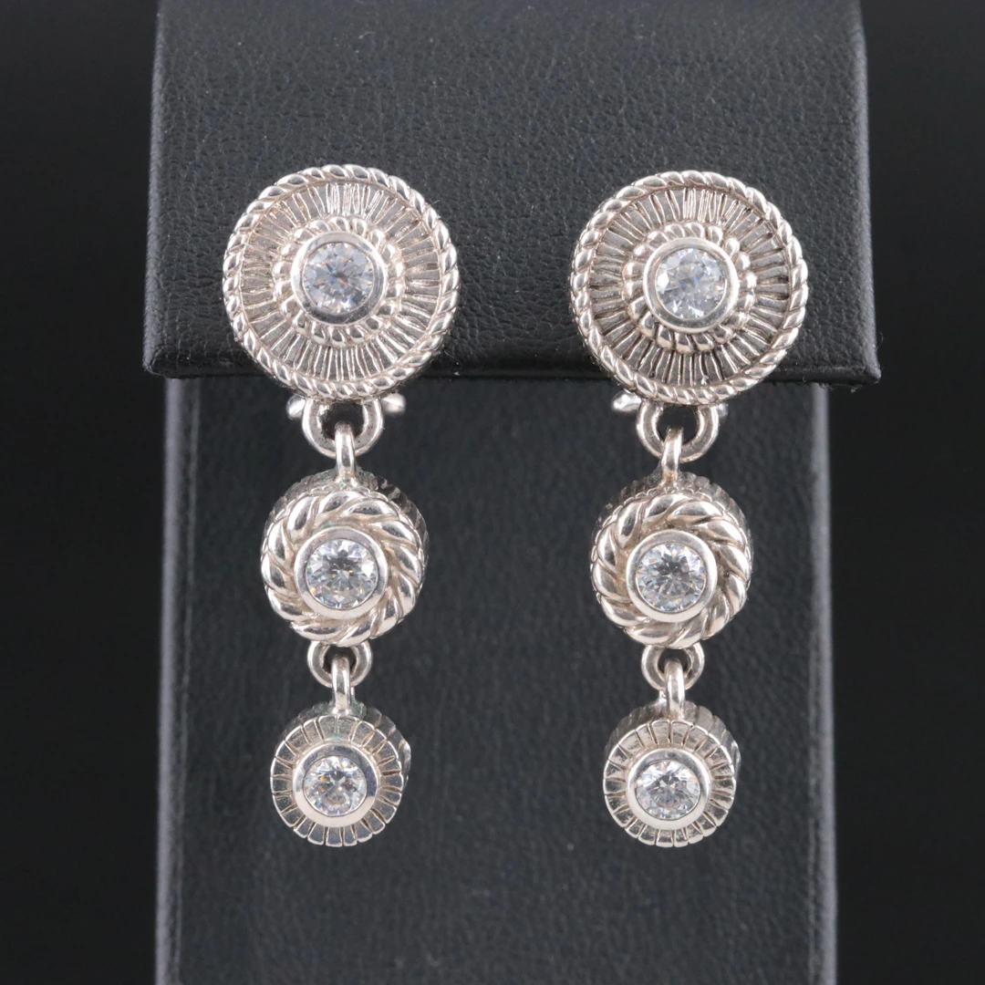 Judith Ripka Sterling CZ Graduated Earrings