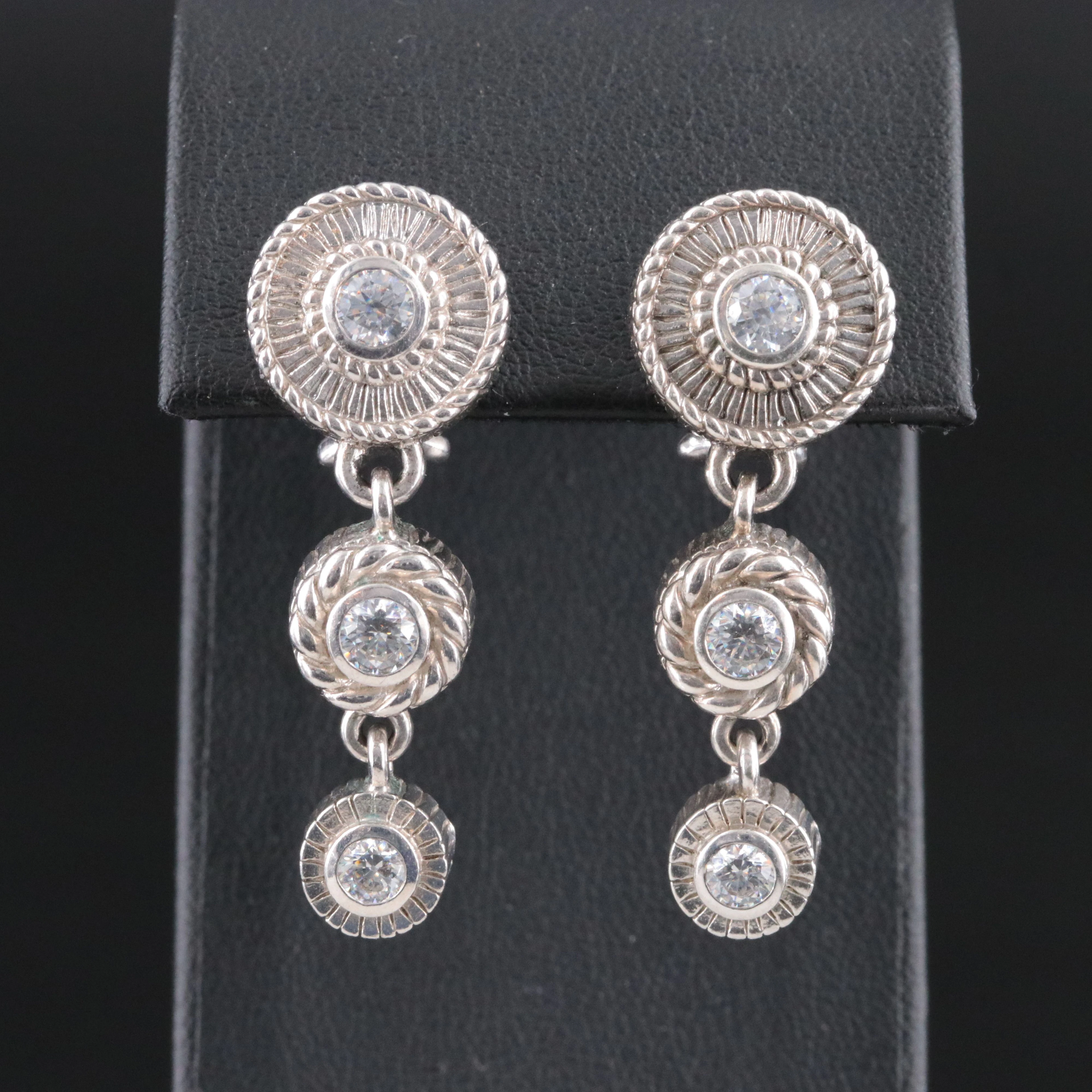 Judith Ripka Sterling CZ Graduated Earrings