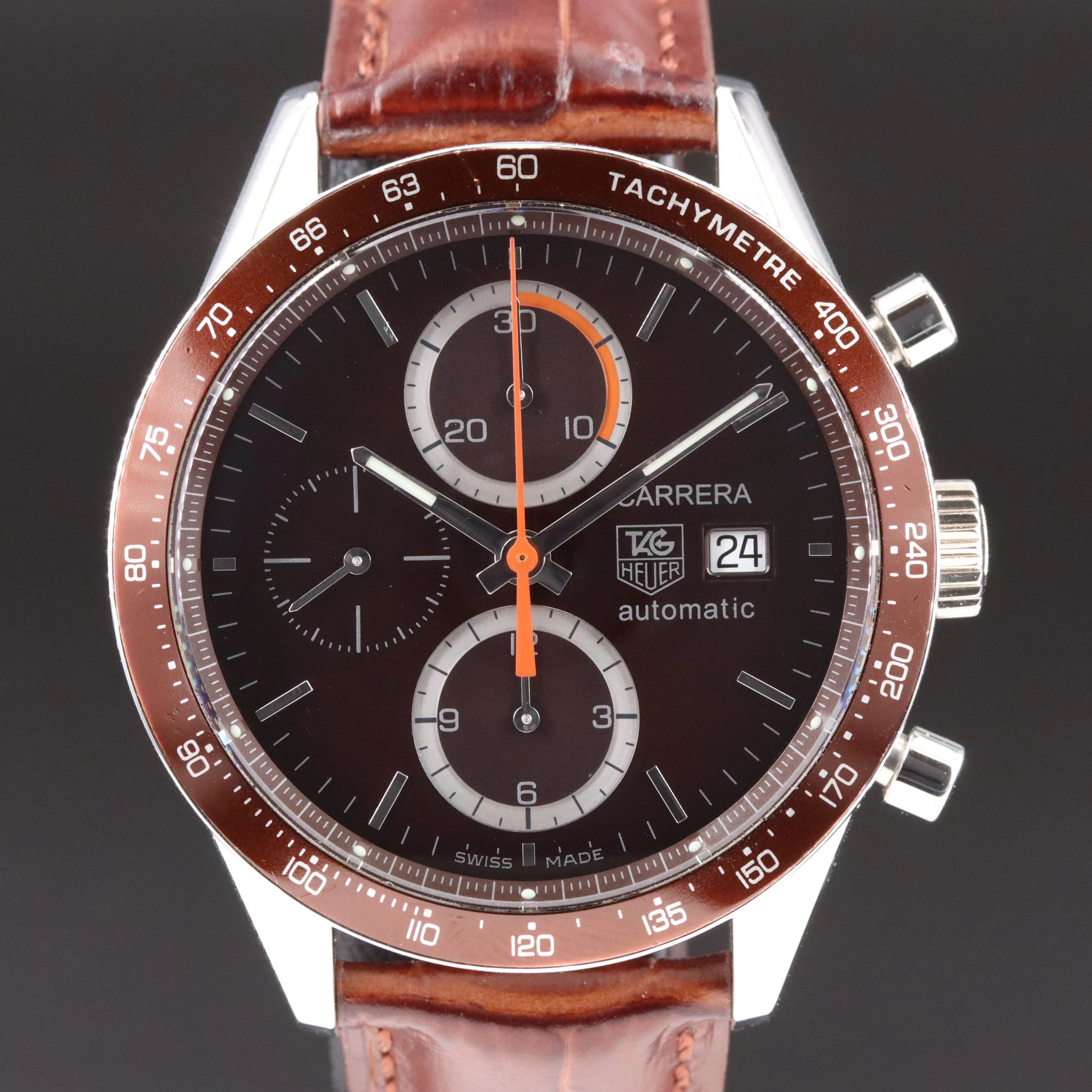 TAG Heuer Carrera Chronograph Cal.16 Brown Steel Automatic Watch CV2013