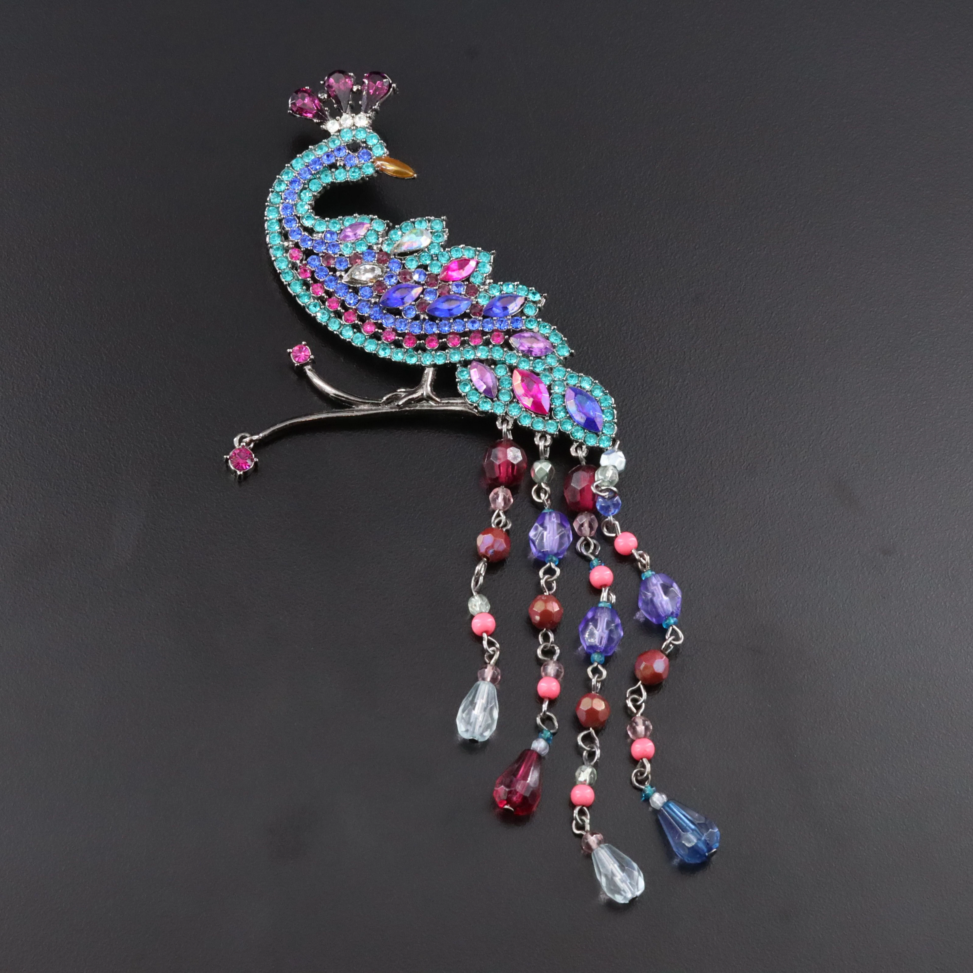 Avon Rhinestone Peacock Brooch