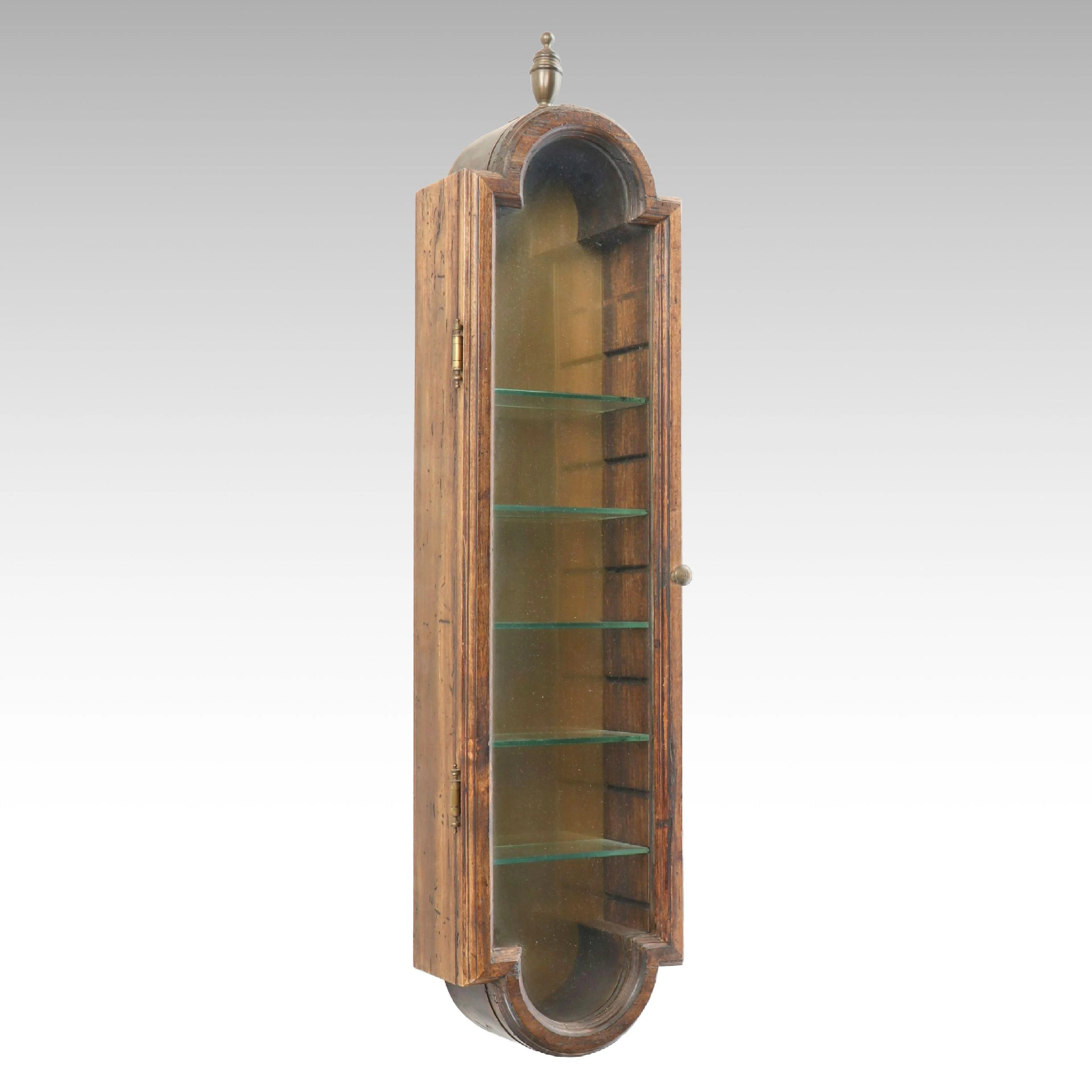 Gustavian Style Glass Front Wall Hanging Display Cabinet with Urn Finial