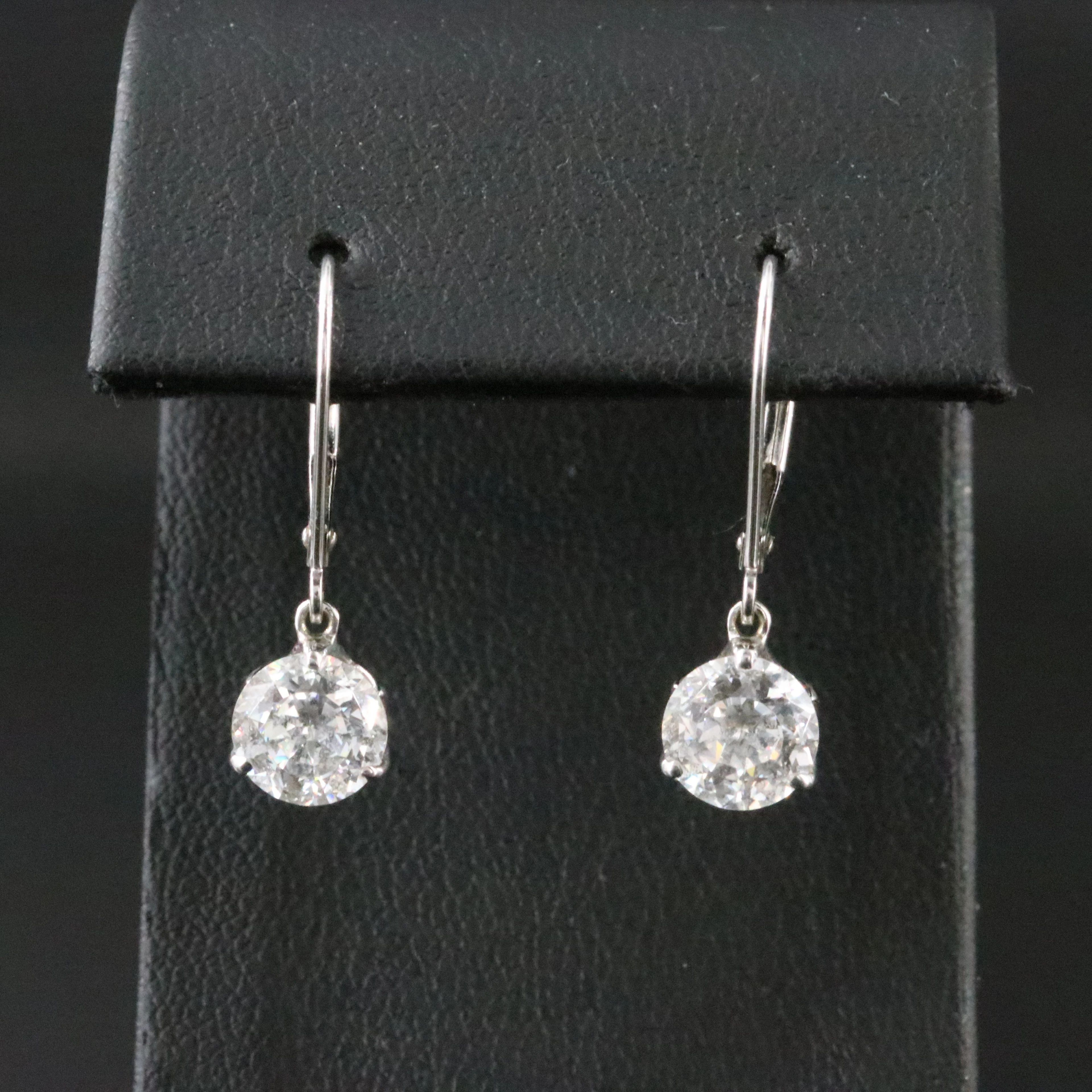 14K CZ Solitaire Drop Earrings