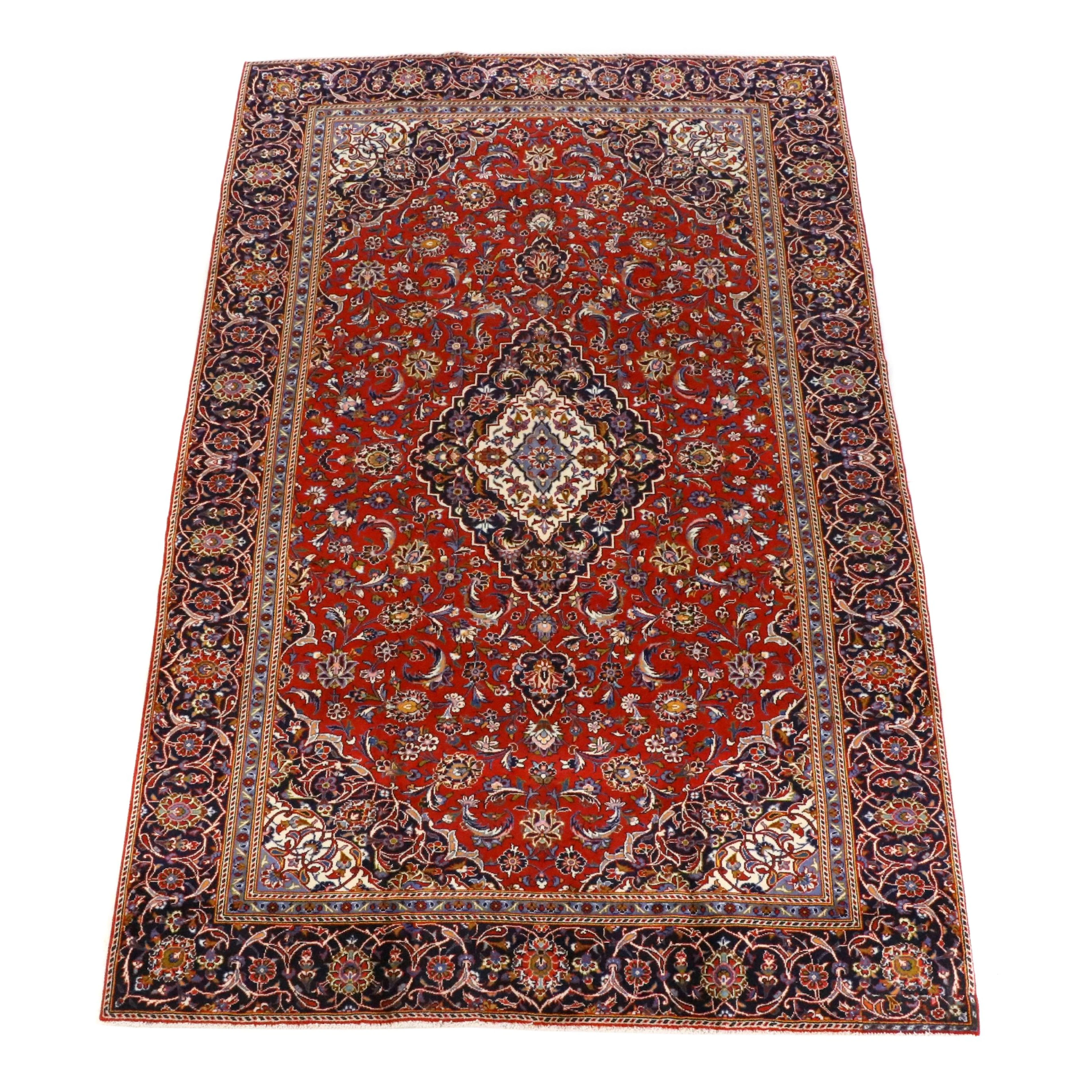7'11 x 12'7 Hand-Knotted Persian Kashan Area Rug