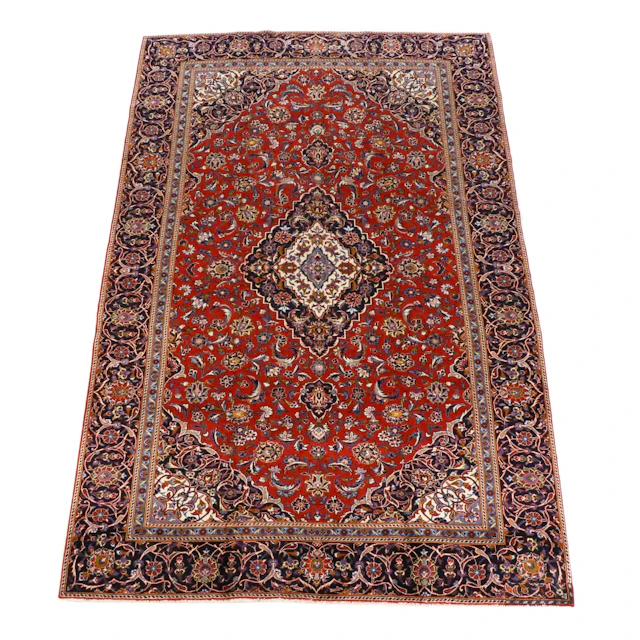 7'11 x 12'7 Hand-Knotted Persian Kashan Area Rug