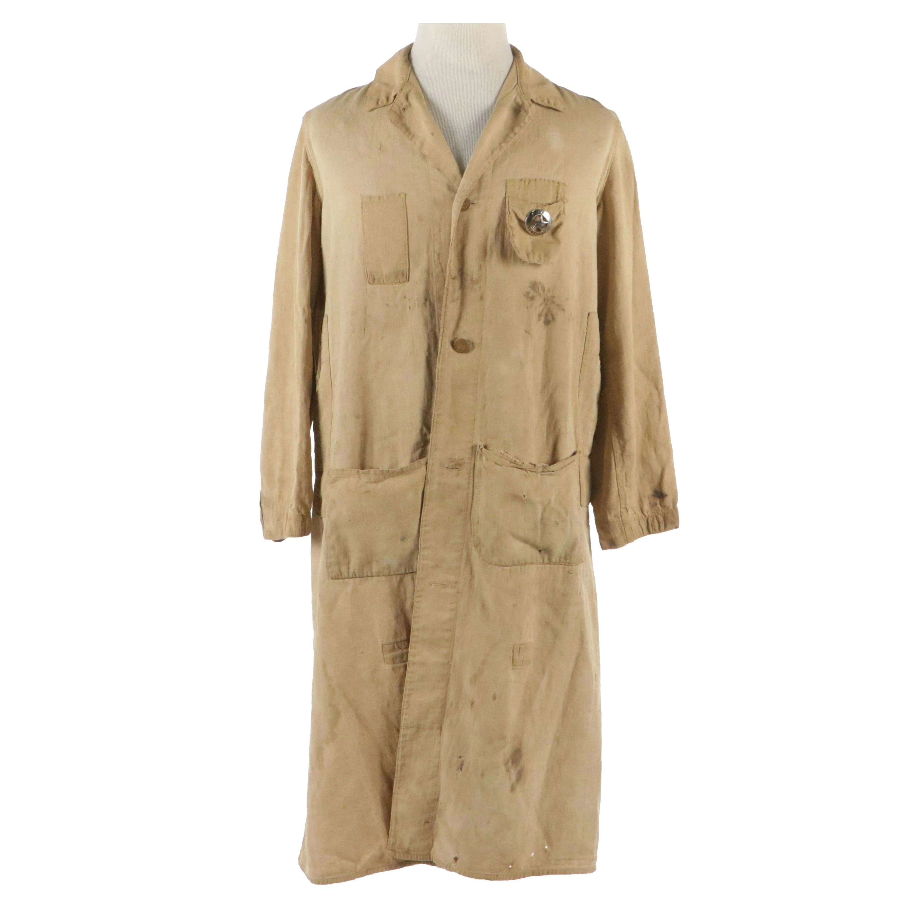 Men's Union Made Motorcycle Duster Coat in Cotton Twill, Early 20th Century