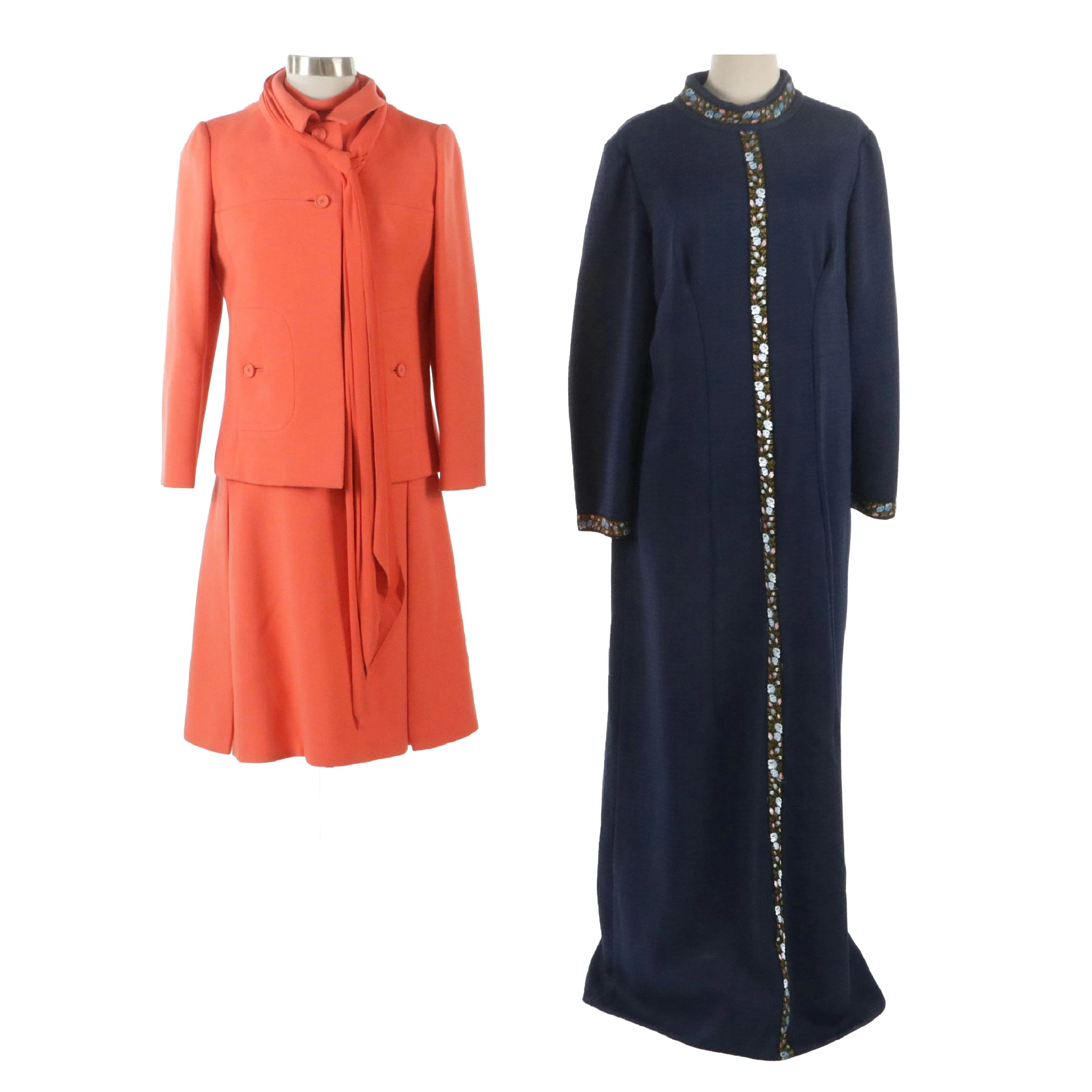 Elva Shalley Custom-Made Maxi Dress and Bert Geiger Dress Set with Tie Sash