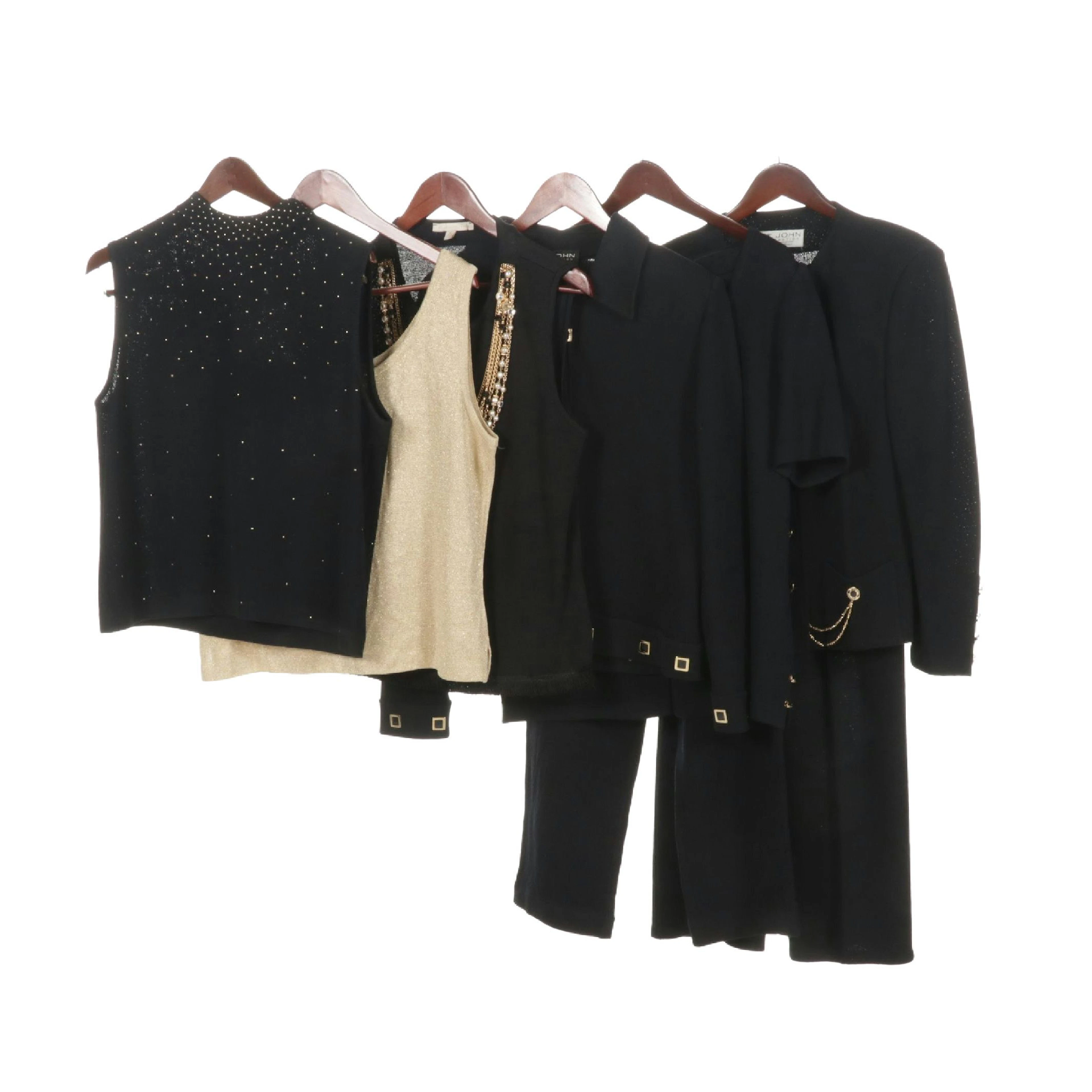 St. John Knit and Embellished Tank Tops with Evening Jackets and Pants