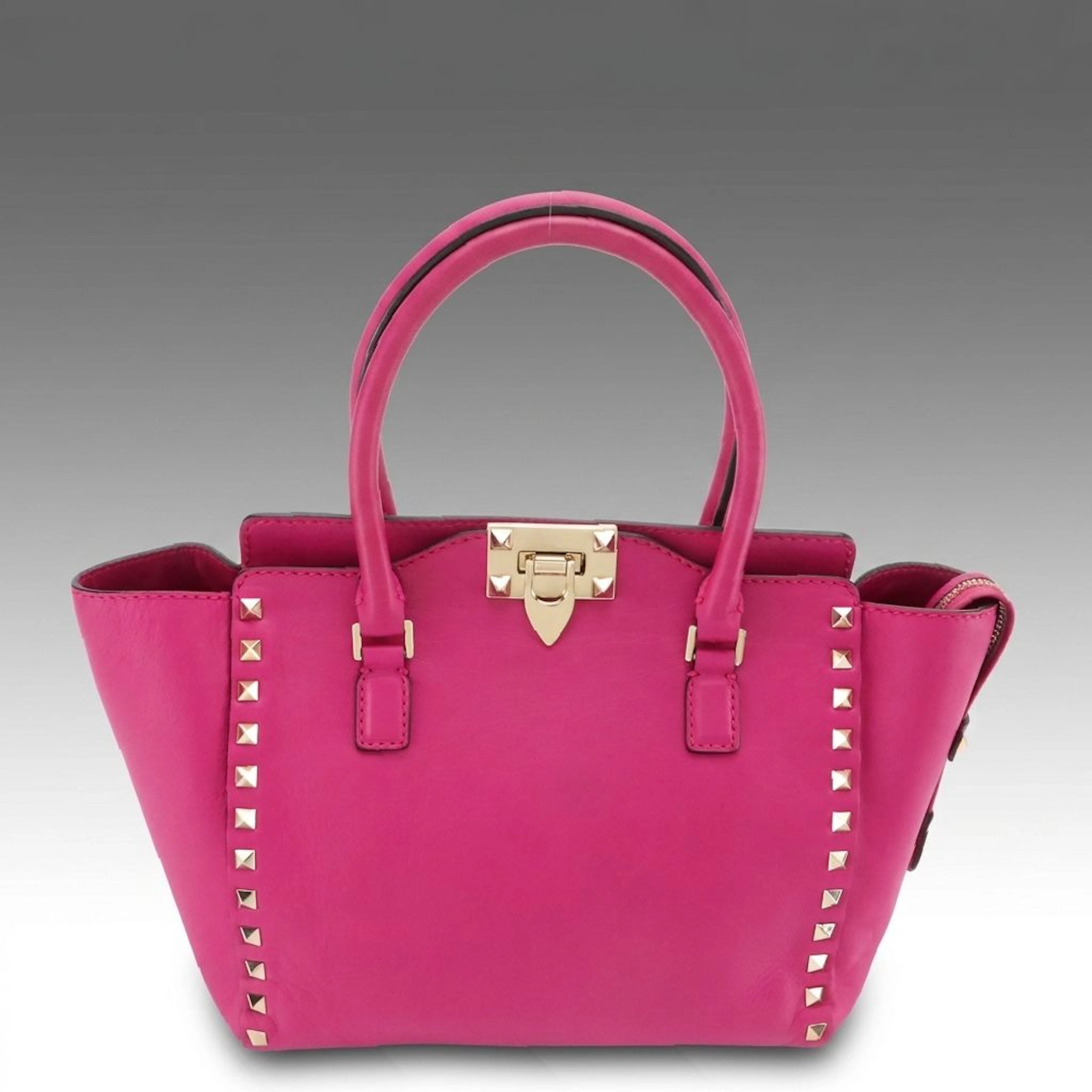 Valentino Garavani Rockstud Two-Way Tote Bag in Hot Pink Calfskin Leather