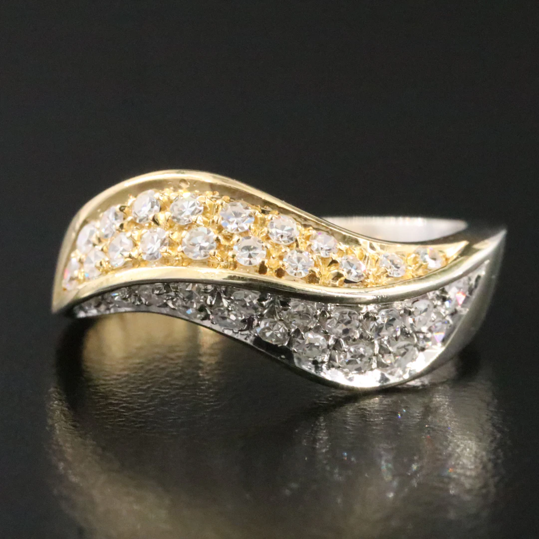 Boucherer 18K Two-Tone 0.50 CTW Diamond Wave Ring