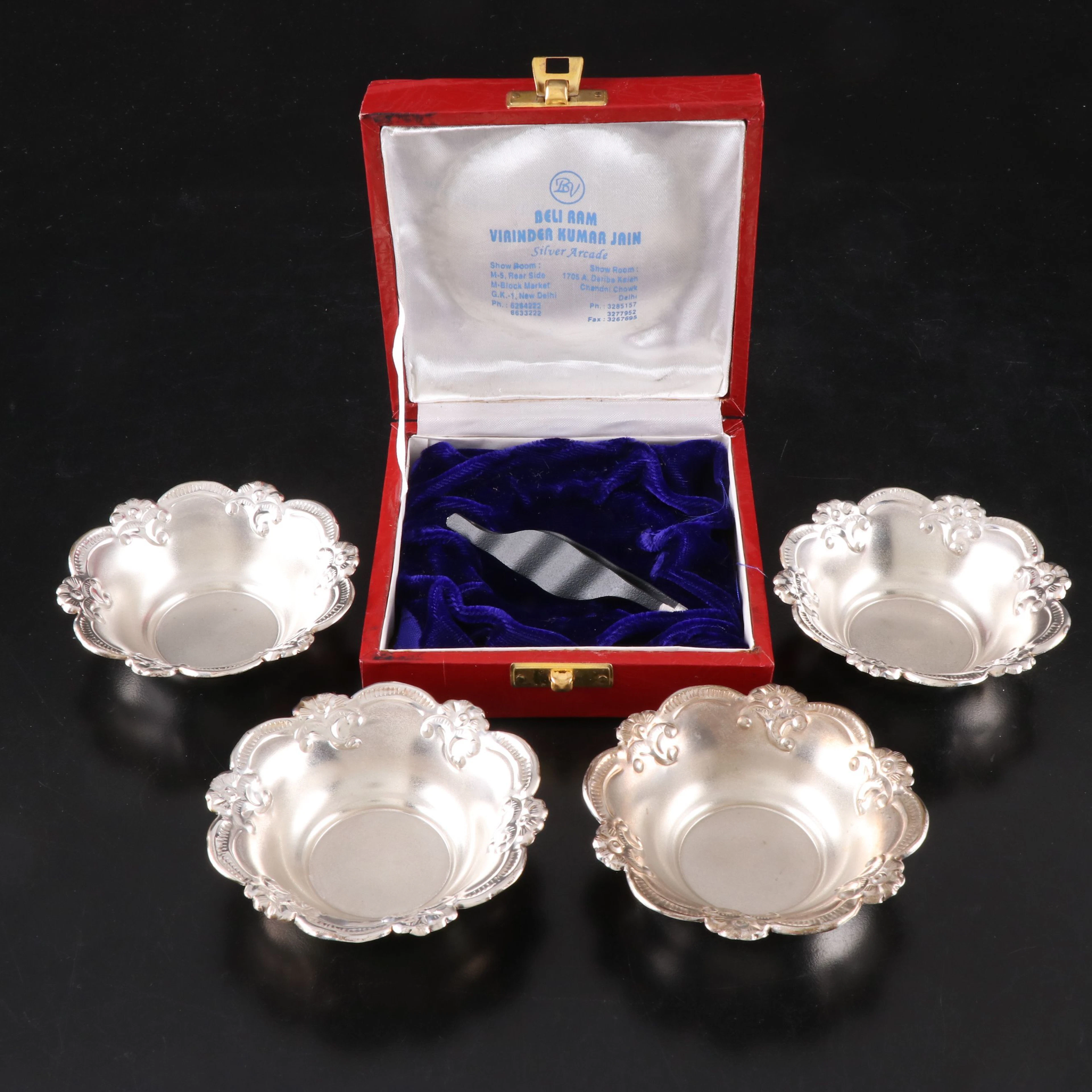 Sterling Silver Nut Bowls with Presentation Case