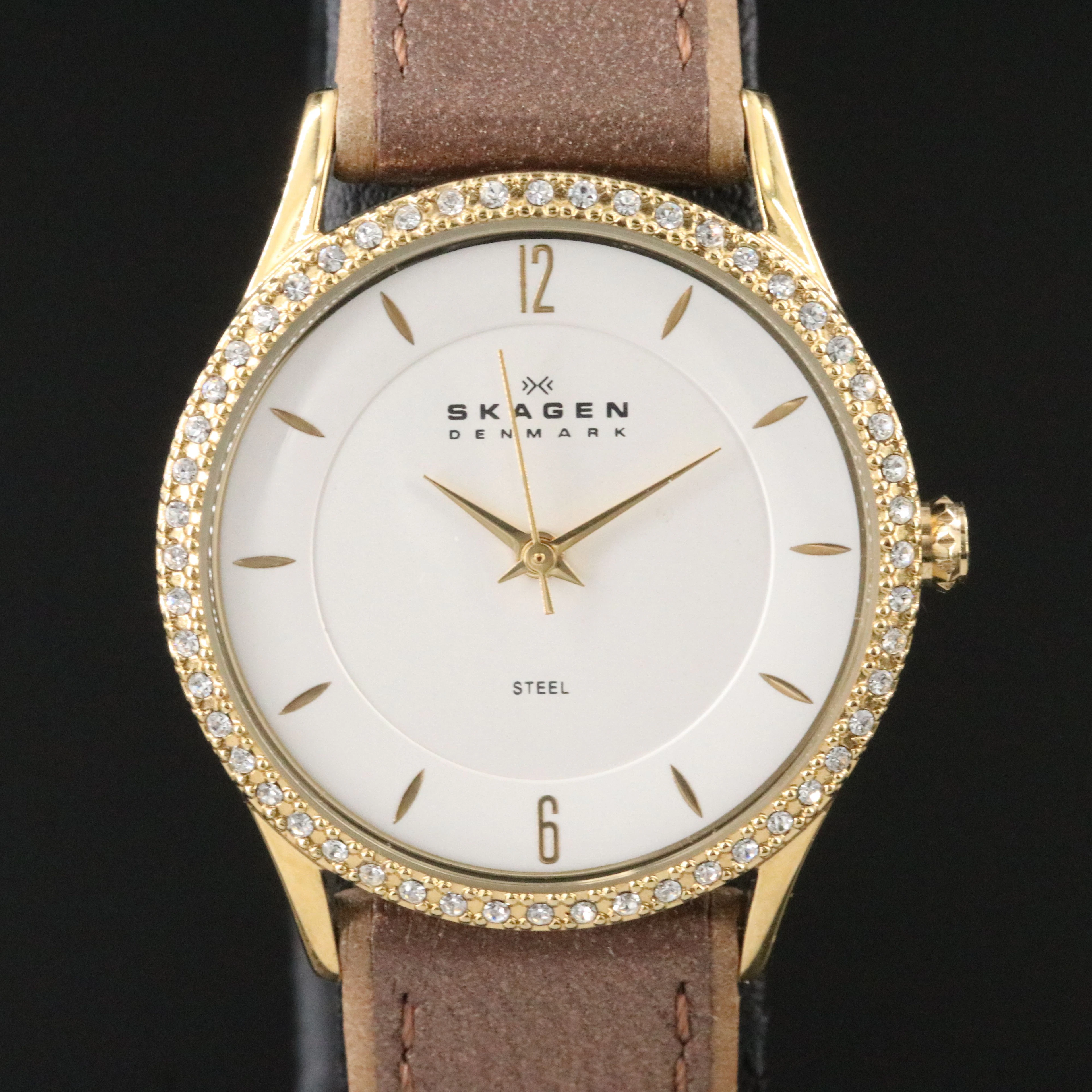Skagen Steel Swarovski Crystal Accented Gold-Tone Quartz Watch