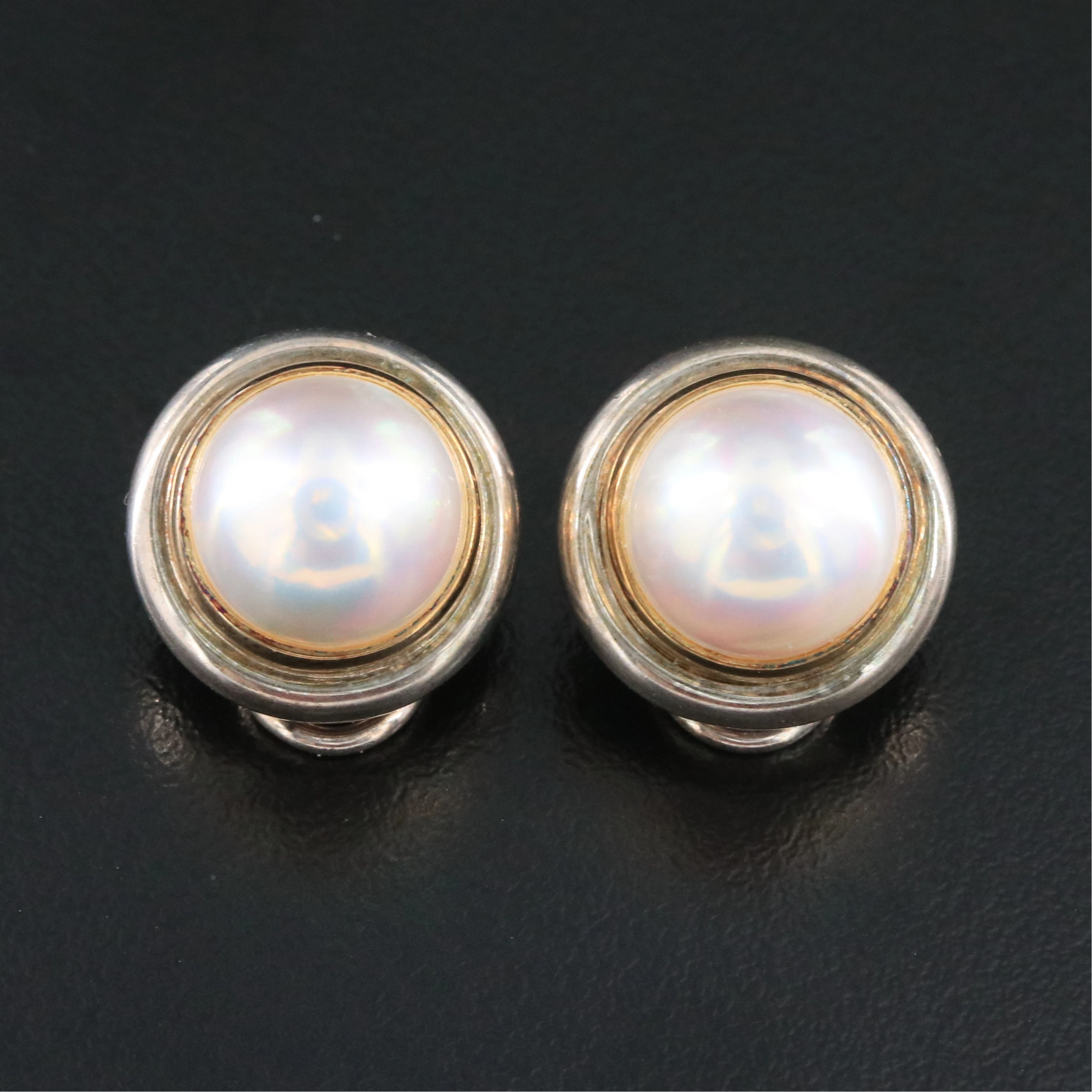 Paloma Picasso for Tiffany & Co. Sterling, 18K Mabé Clip Earrings
