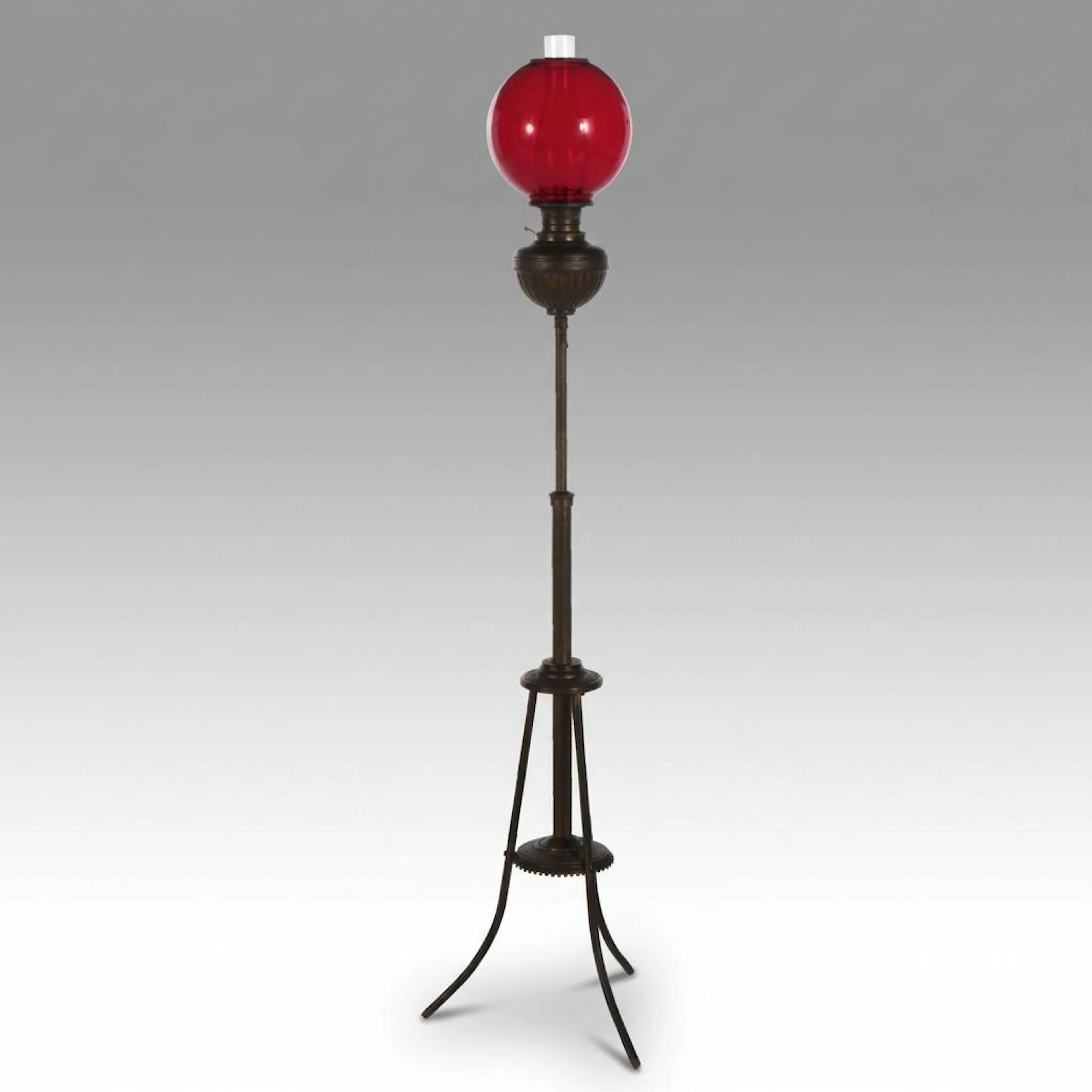 Victorian Adjustable Piano or Organ Floor Oil Lamp, Late 19th/Early