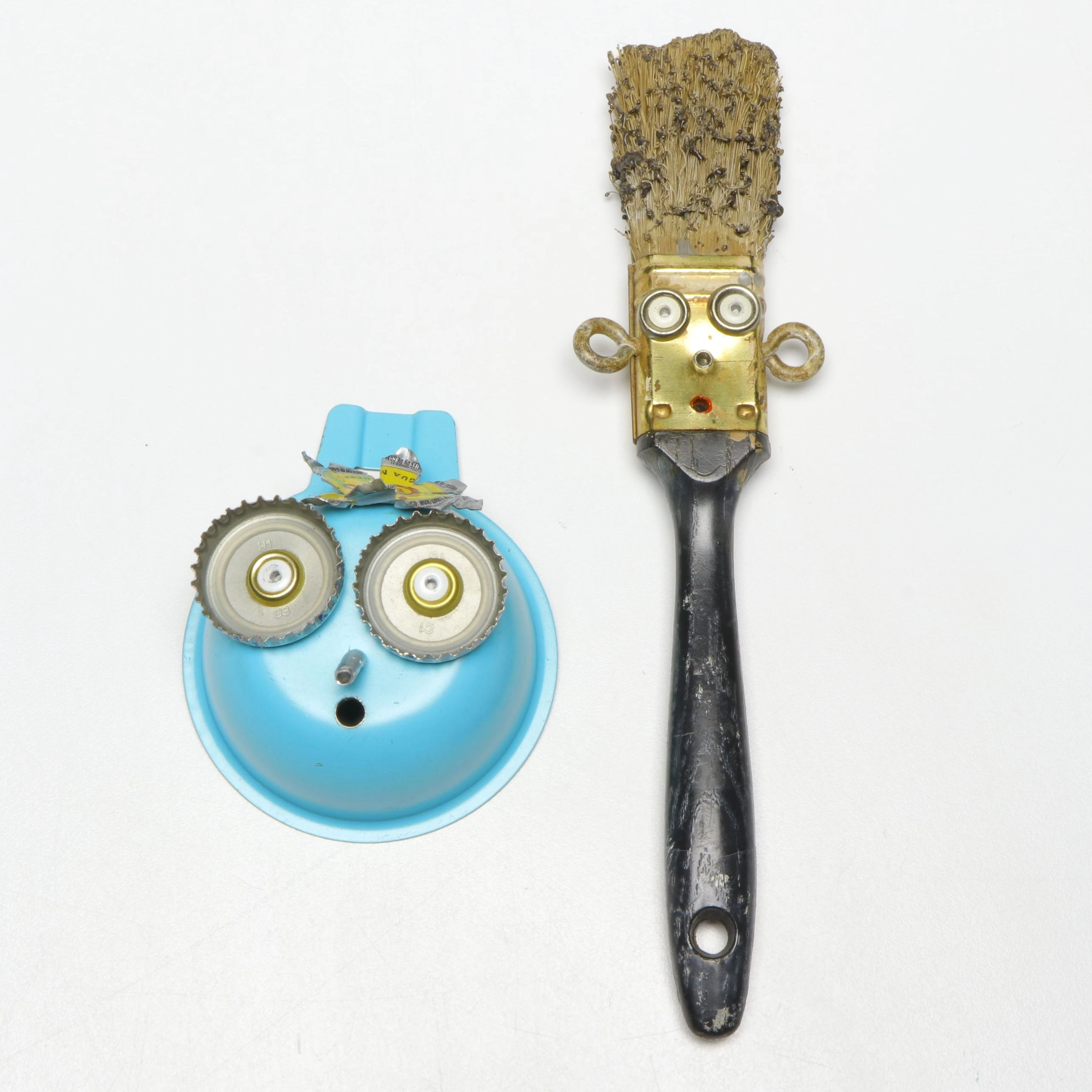 Artist Signed Found Object Assemblage Sculptures