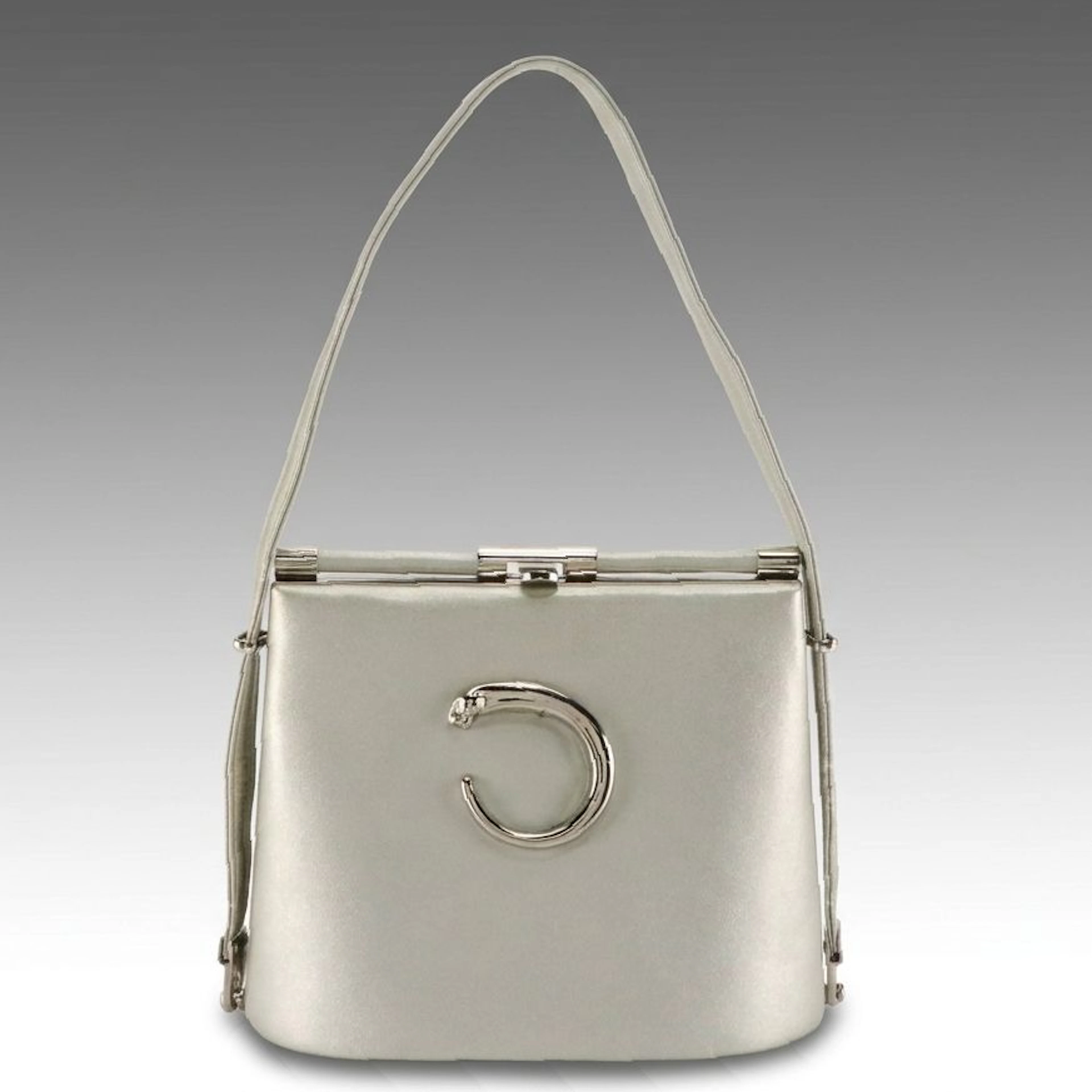 Cartier Panthere Frame Bag in Metallic Silver Leather