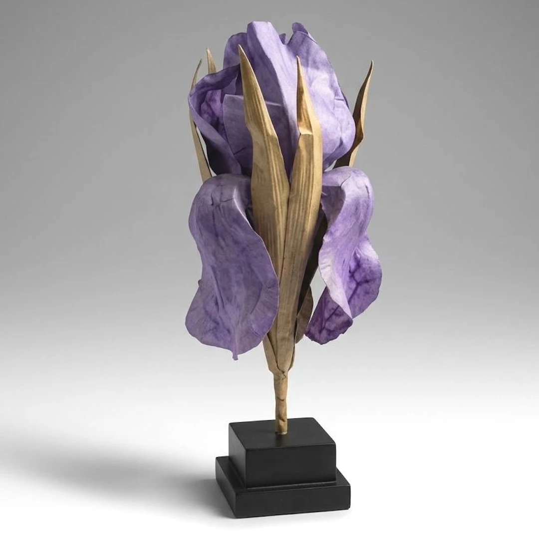 Diana Harrison Papier-Mâché Purple Iris Table Lamp, 1998