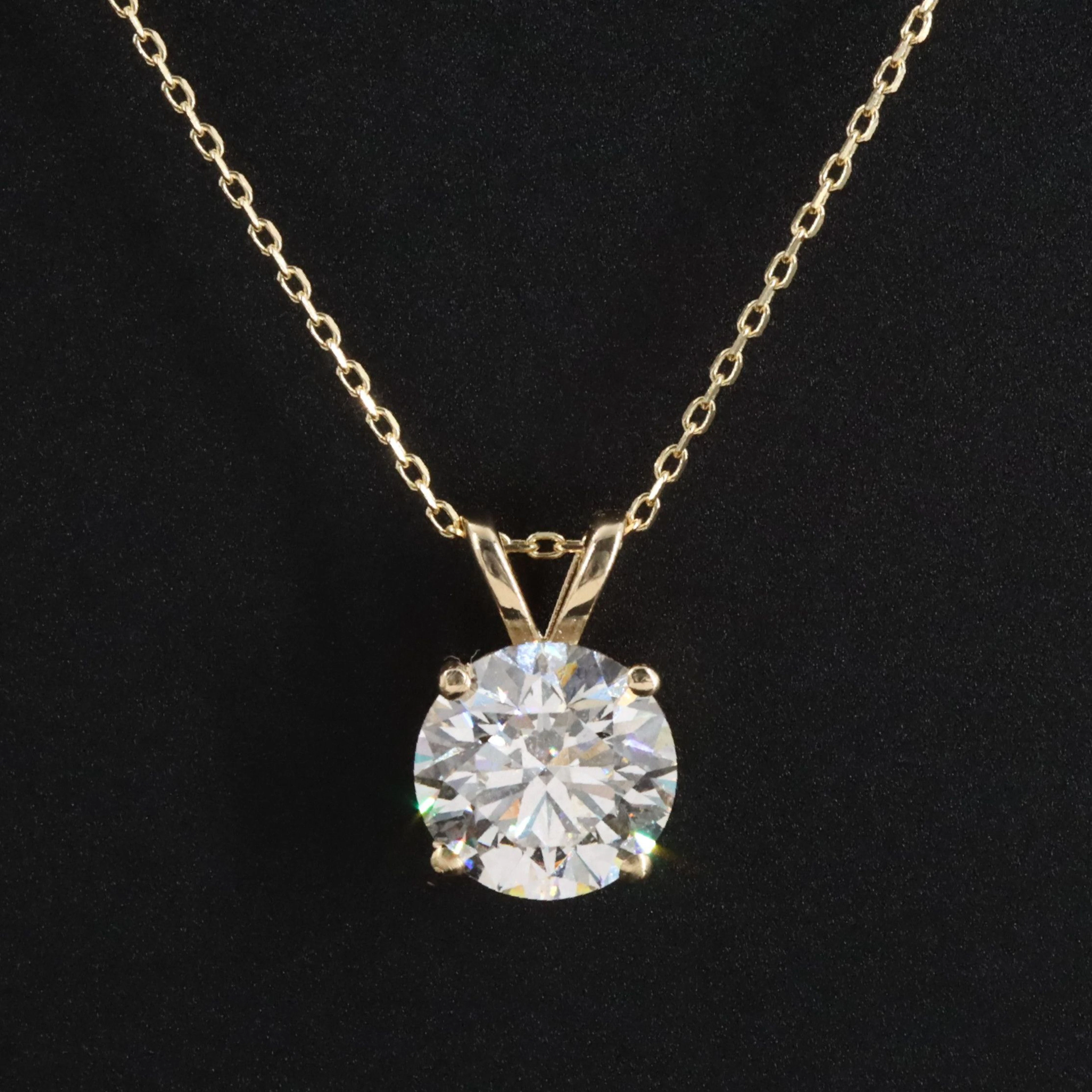 14K 2.09 CT Lab Grown Diamond Solitaire Necklace with IGI Report