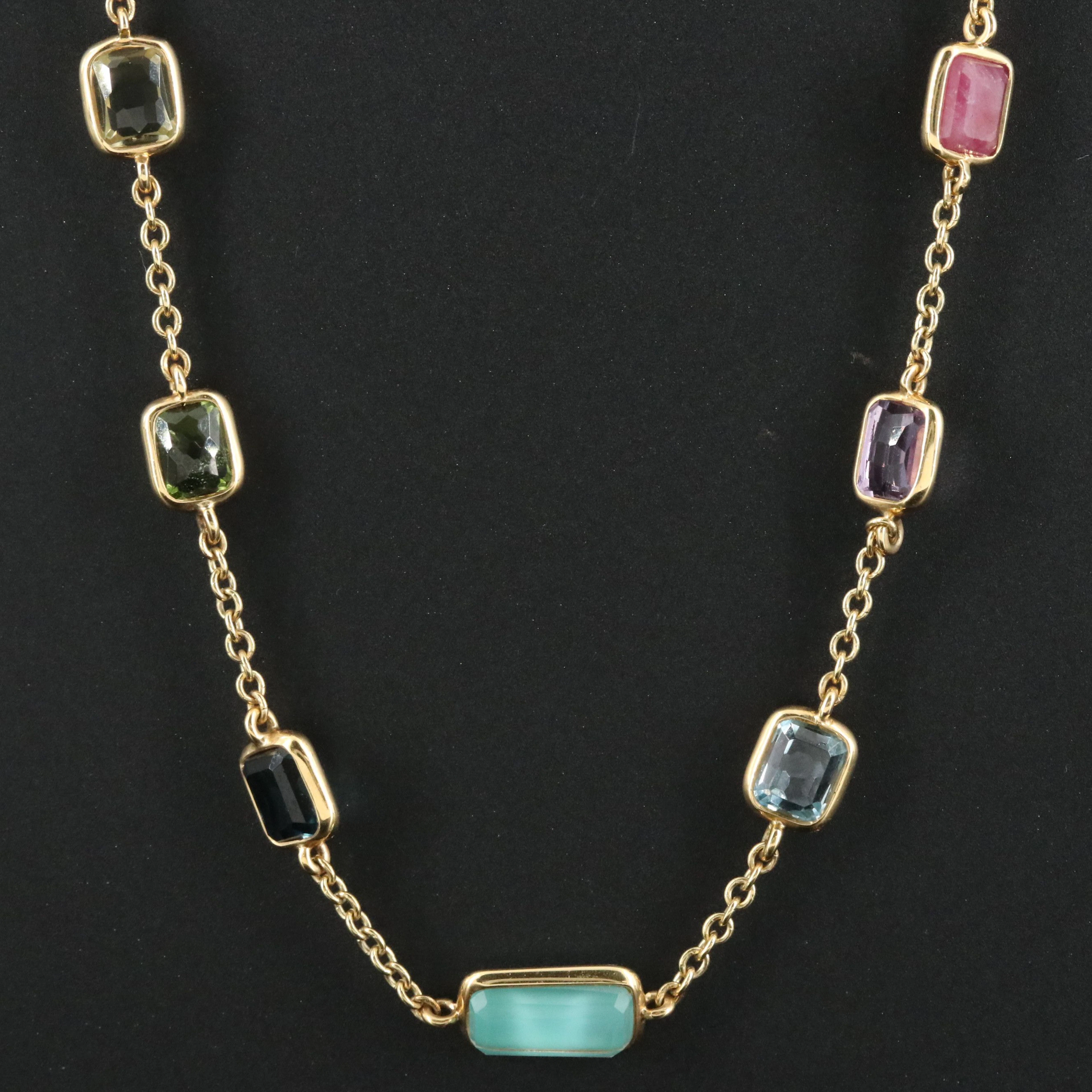 Ippolita 18K Rock Candy Summer Rainbow Multi-Gemstone Station Necklace