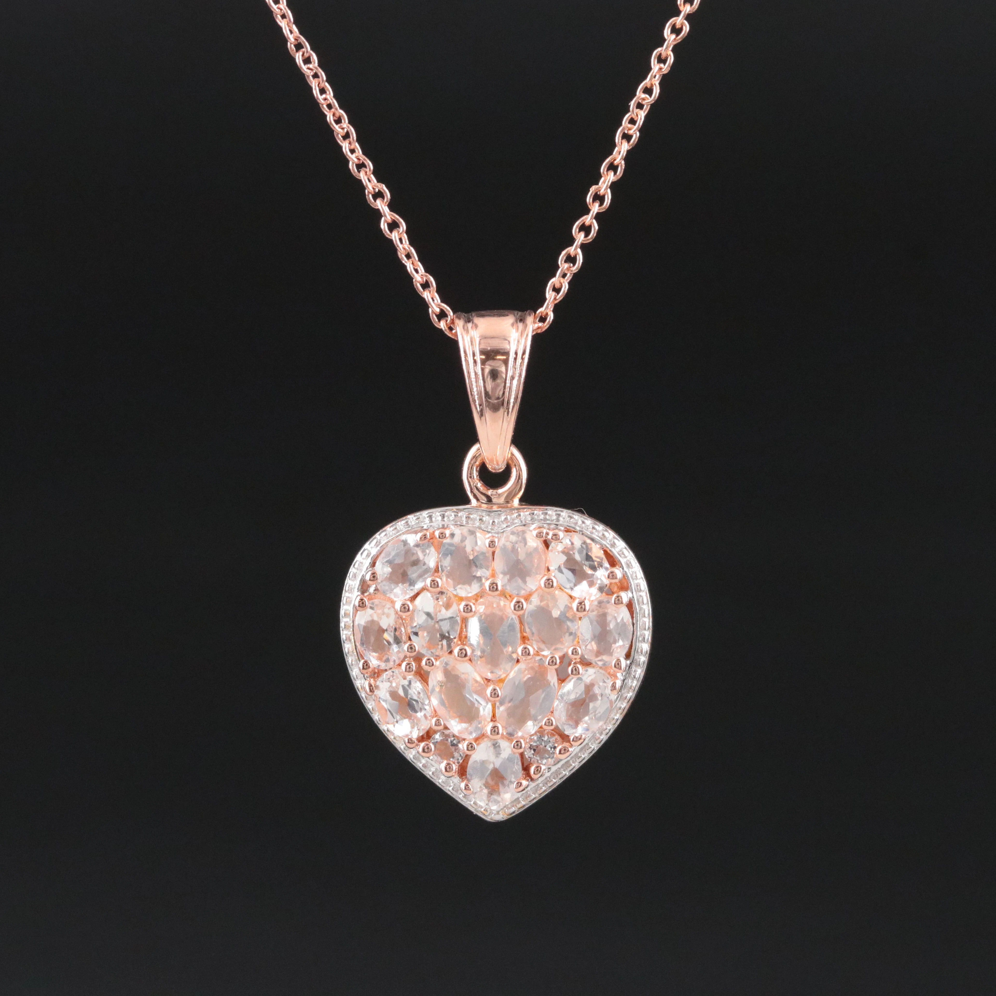 Sterling Morganite and Citrine Reversible Pendant Necklace