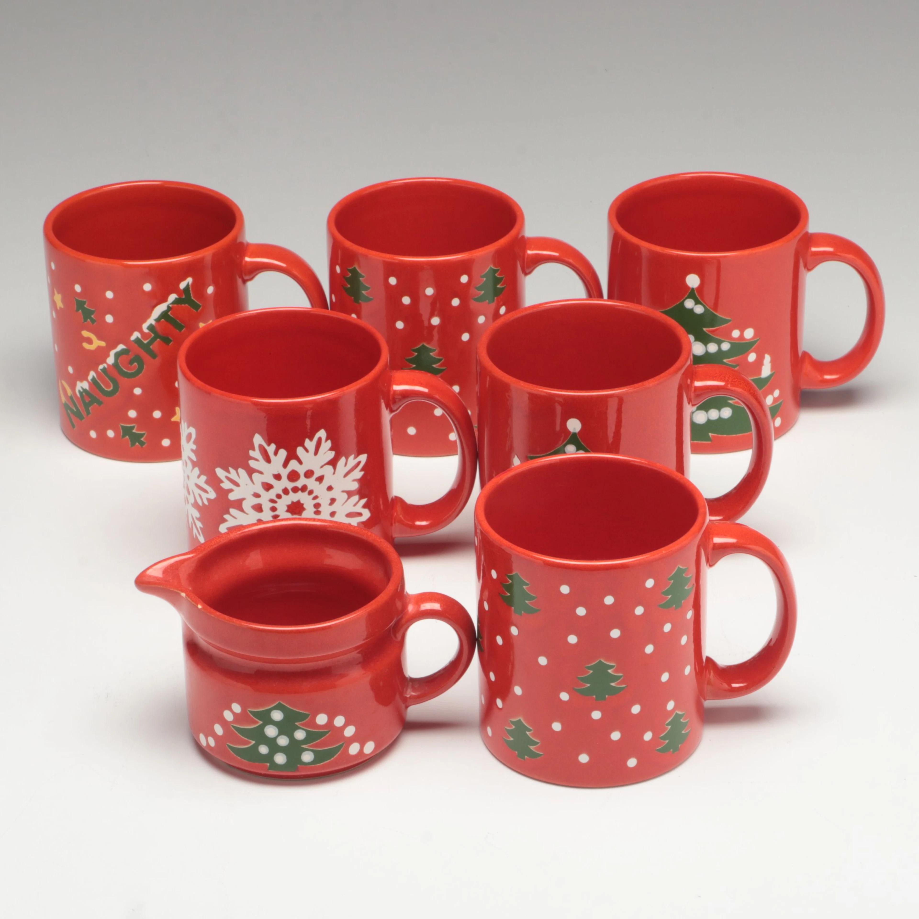 Waechtersbach "Christmas" German Ceramic Mugs with Creamer