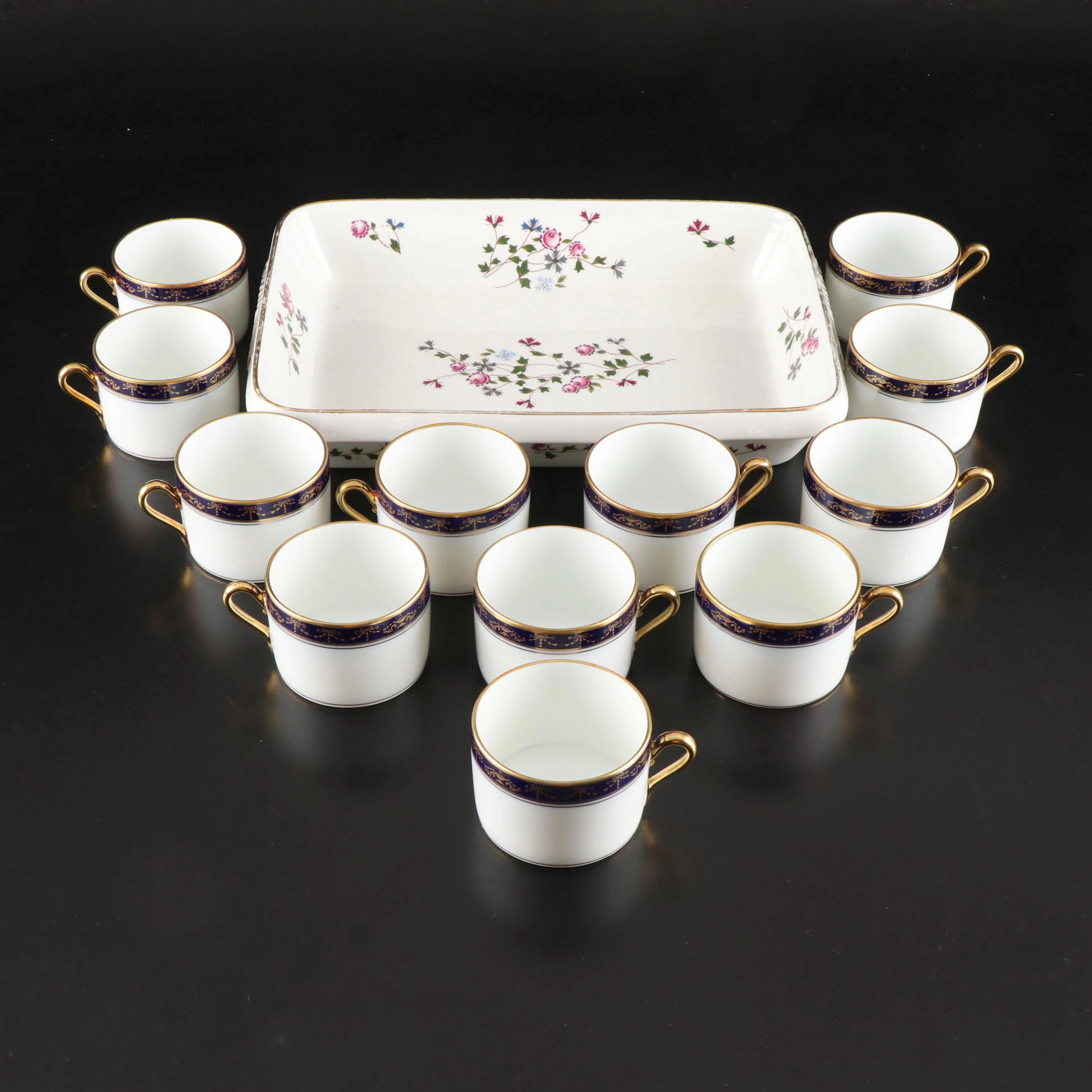 Richard Ginori "Castello" Italian Porcelain Flat Cups with Other Baking Dish