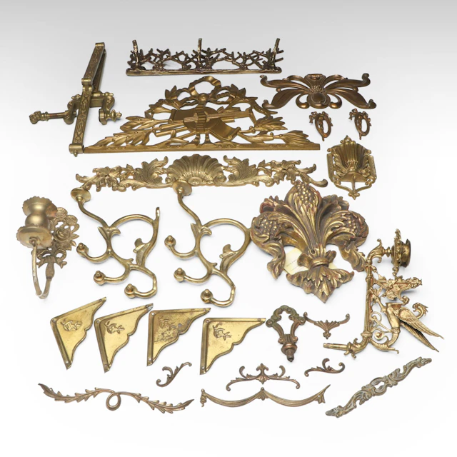 Victorian Style Brass Decorative Hardware with Fleur-de-Lis and More Décor