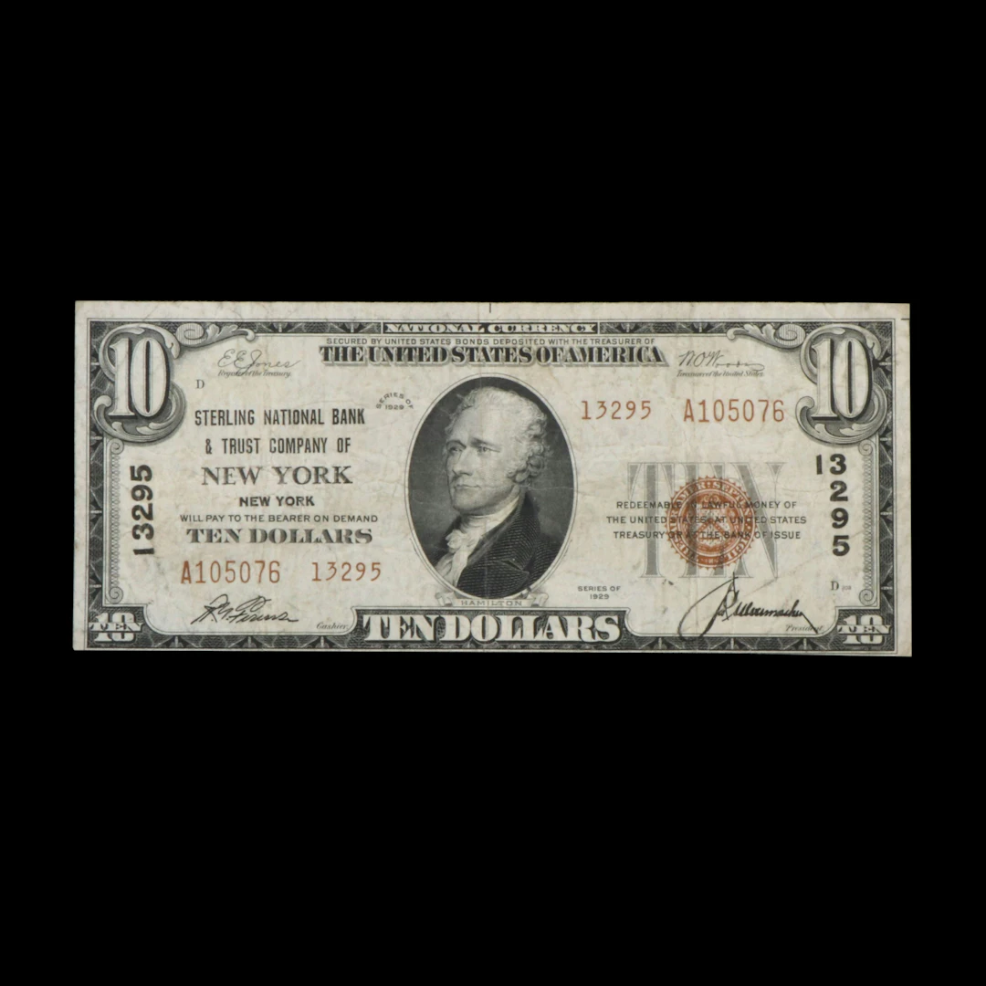 1929 ten dollar National bank note / The Sterling bank and trust of New York