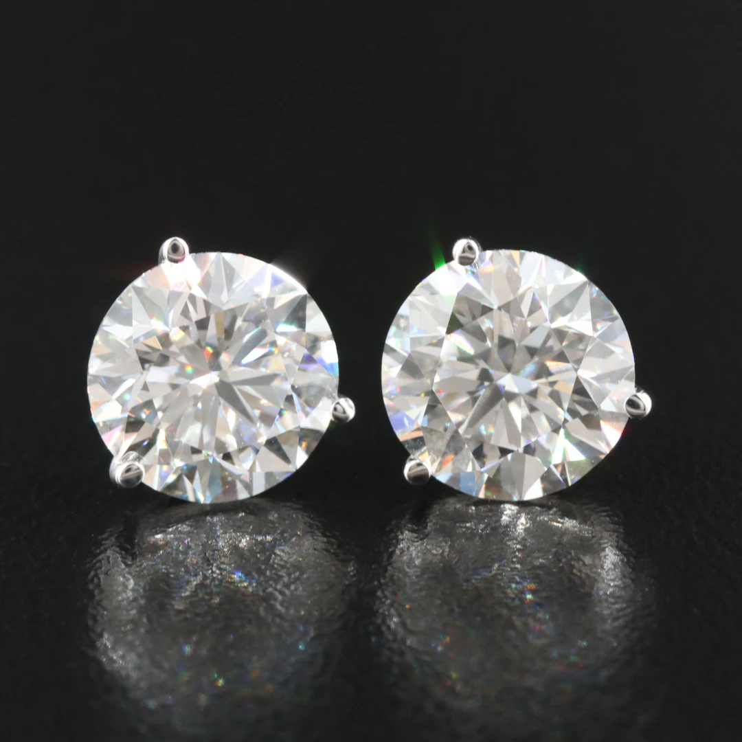 14K 6.00 CTW Lab Grown Diamond Solitaire Earrings with IGI Reports