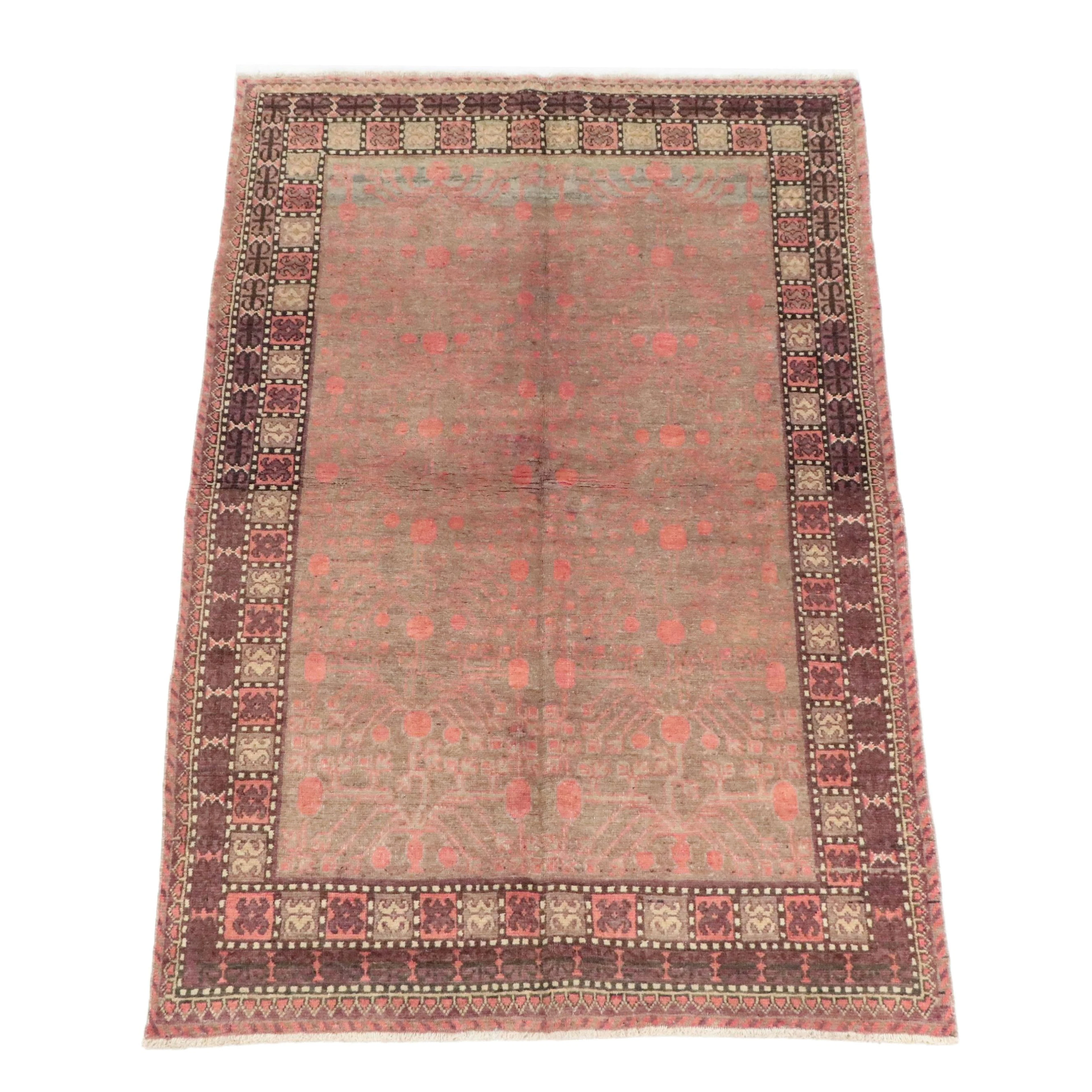 5' x 8' Hand-Knotted East Turkestan Khotan Area Rug