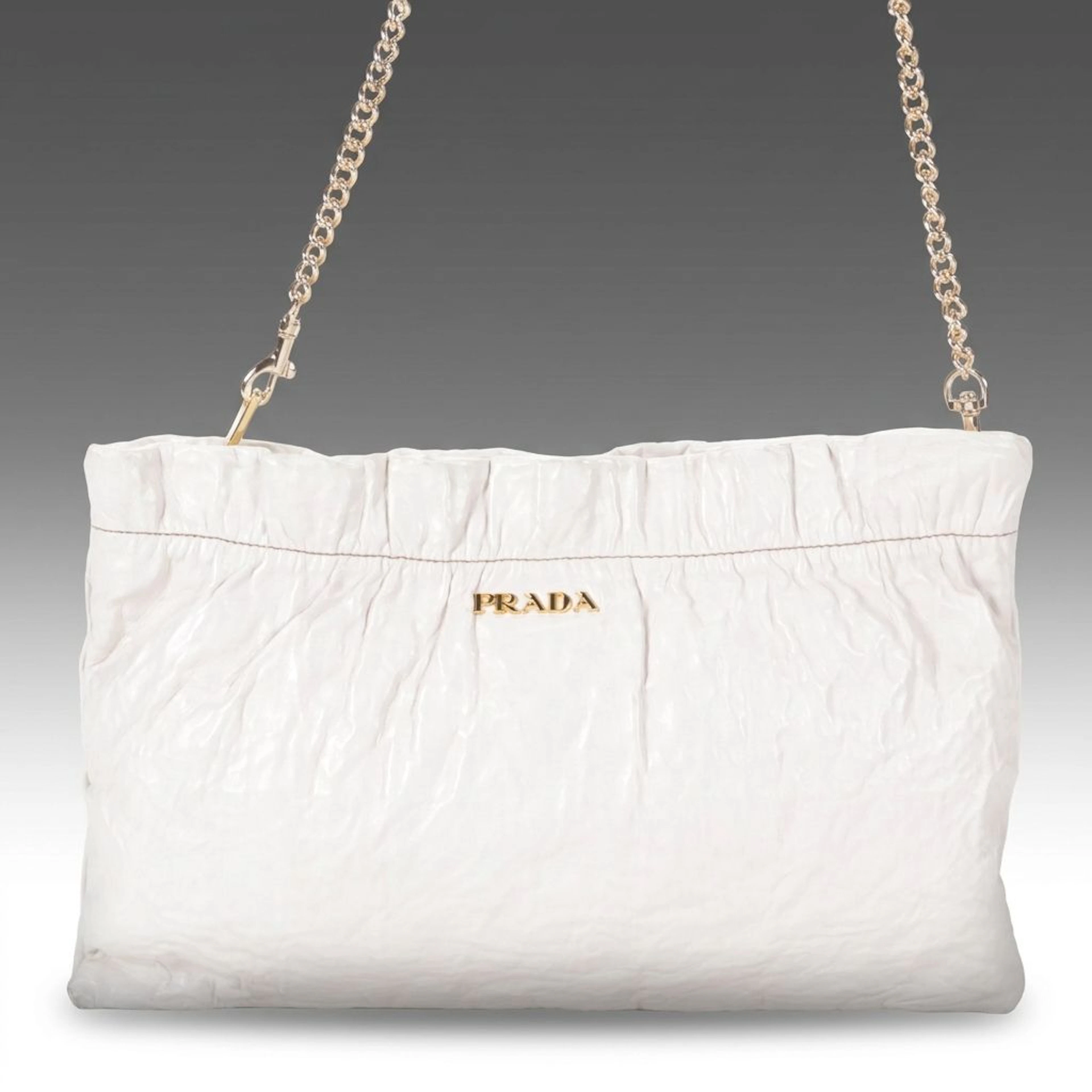 Prada Crossbody Chain Clutch in Antique Nappa Leather