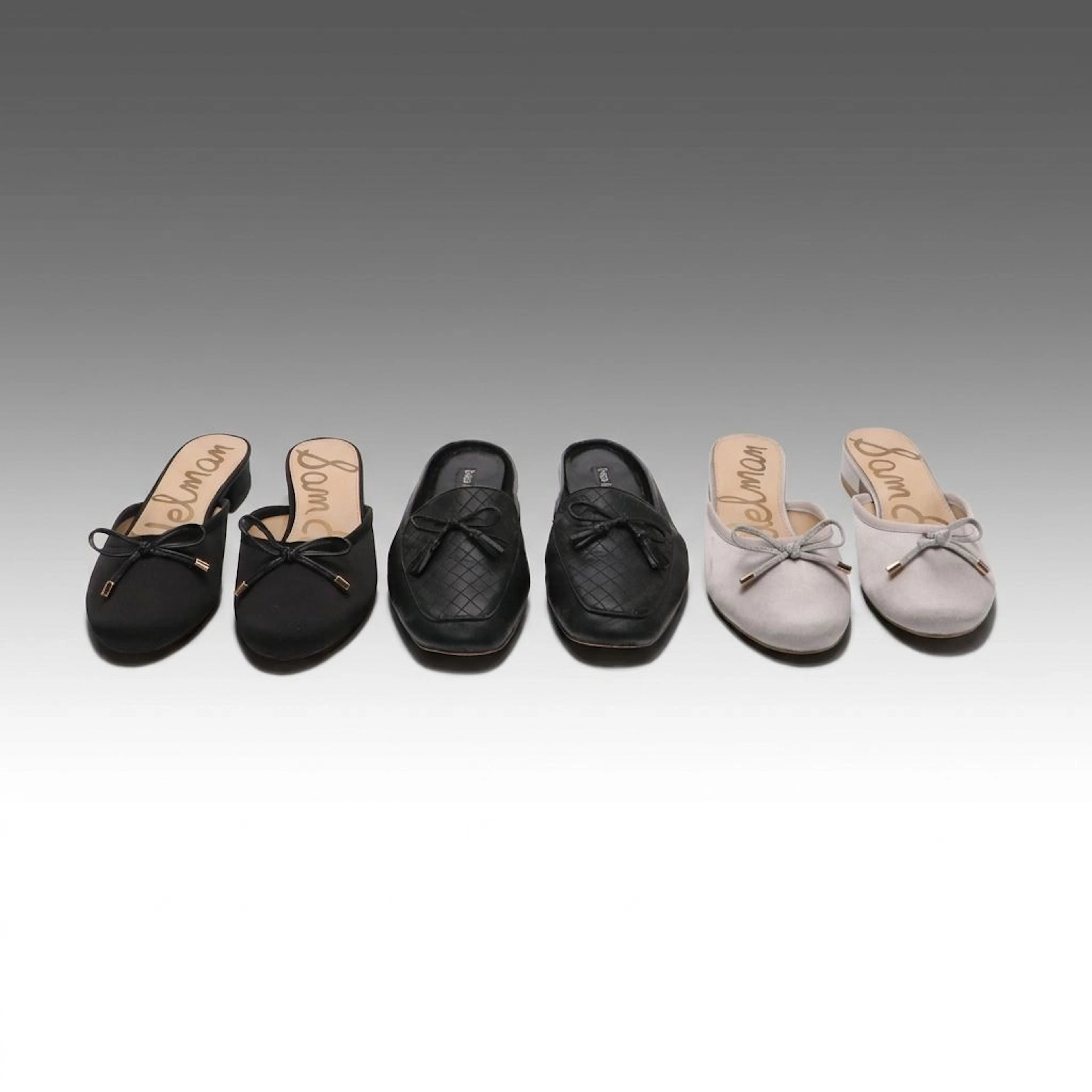 Enzo Angiolini Leather and Sam Edelman Satin Ballet Style Mules with Boxes