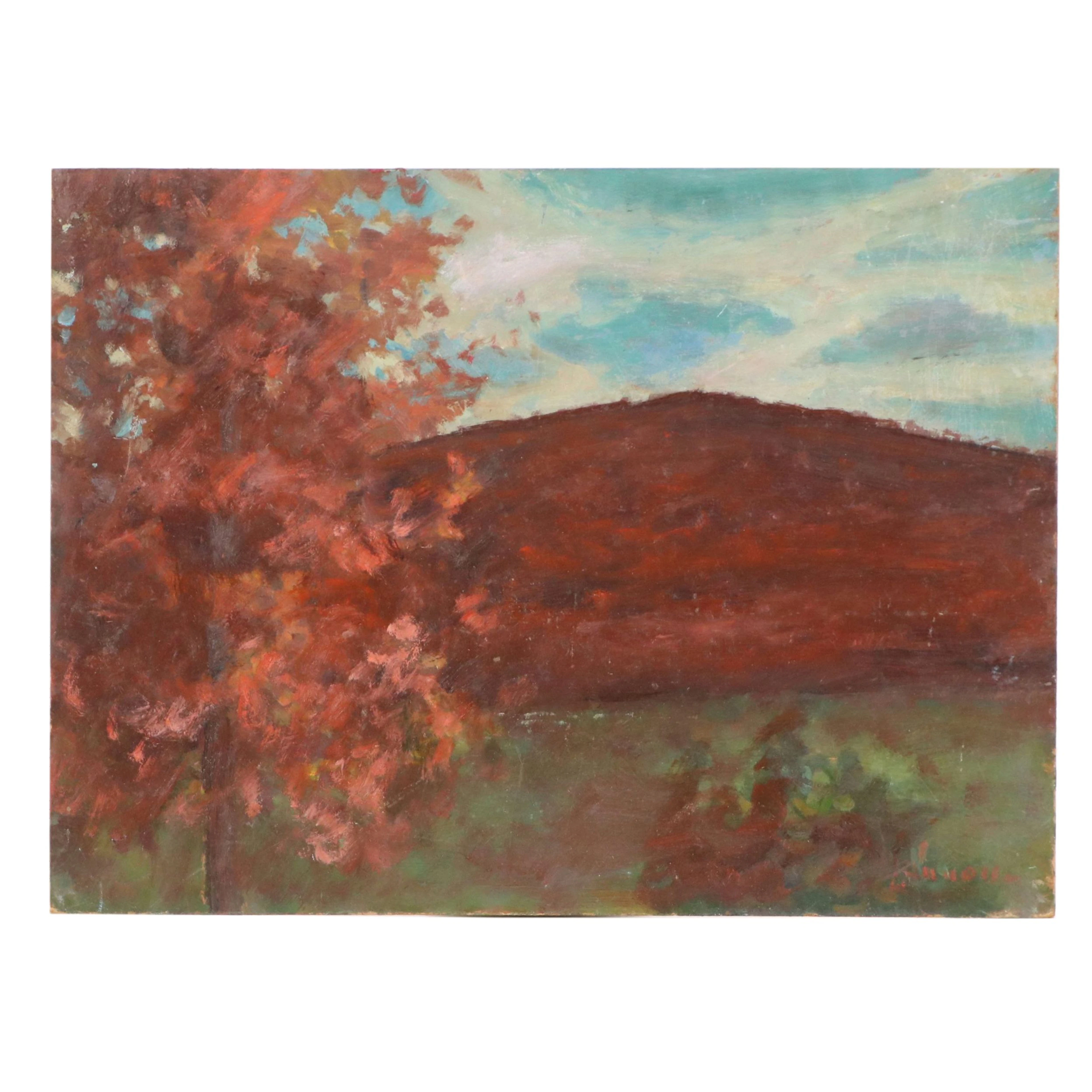 Bernard Lennon Plein Air Autumnal Landscape Oil Painting