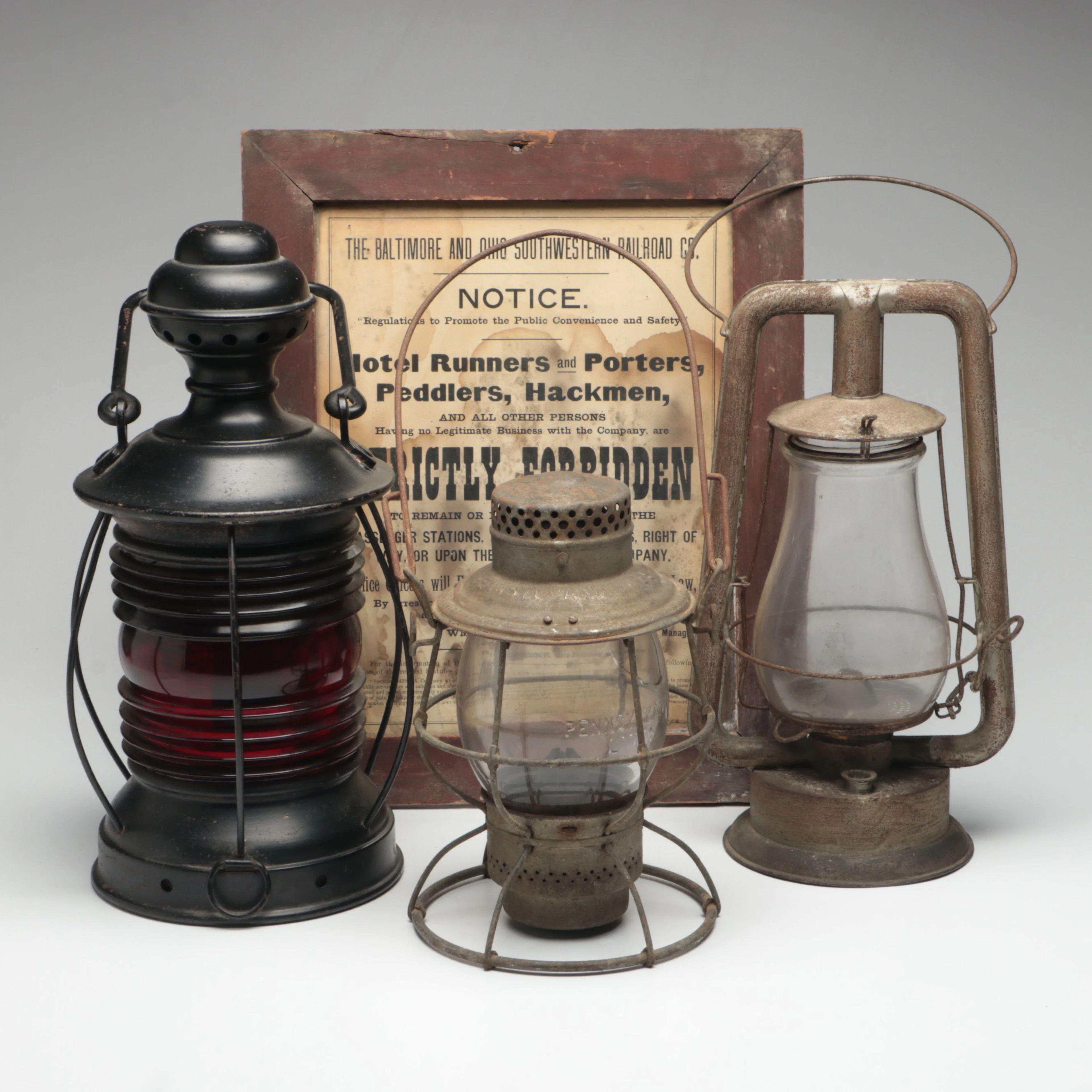 Adams & Westlake, More Railroad Lanterns with Antique Railroad Poster