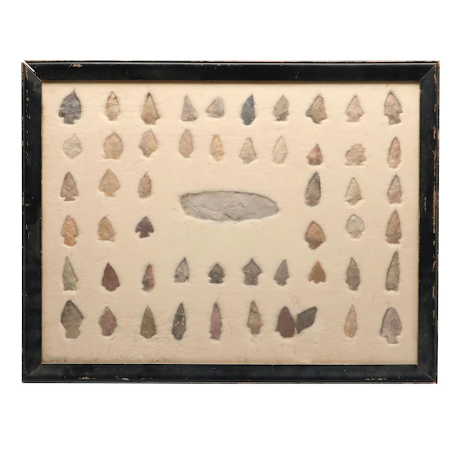 Indigenous Flint, Chert and Other Stone Arrowheads and Scraper