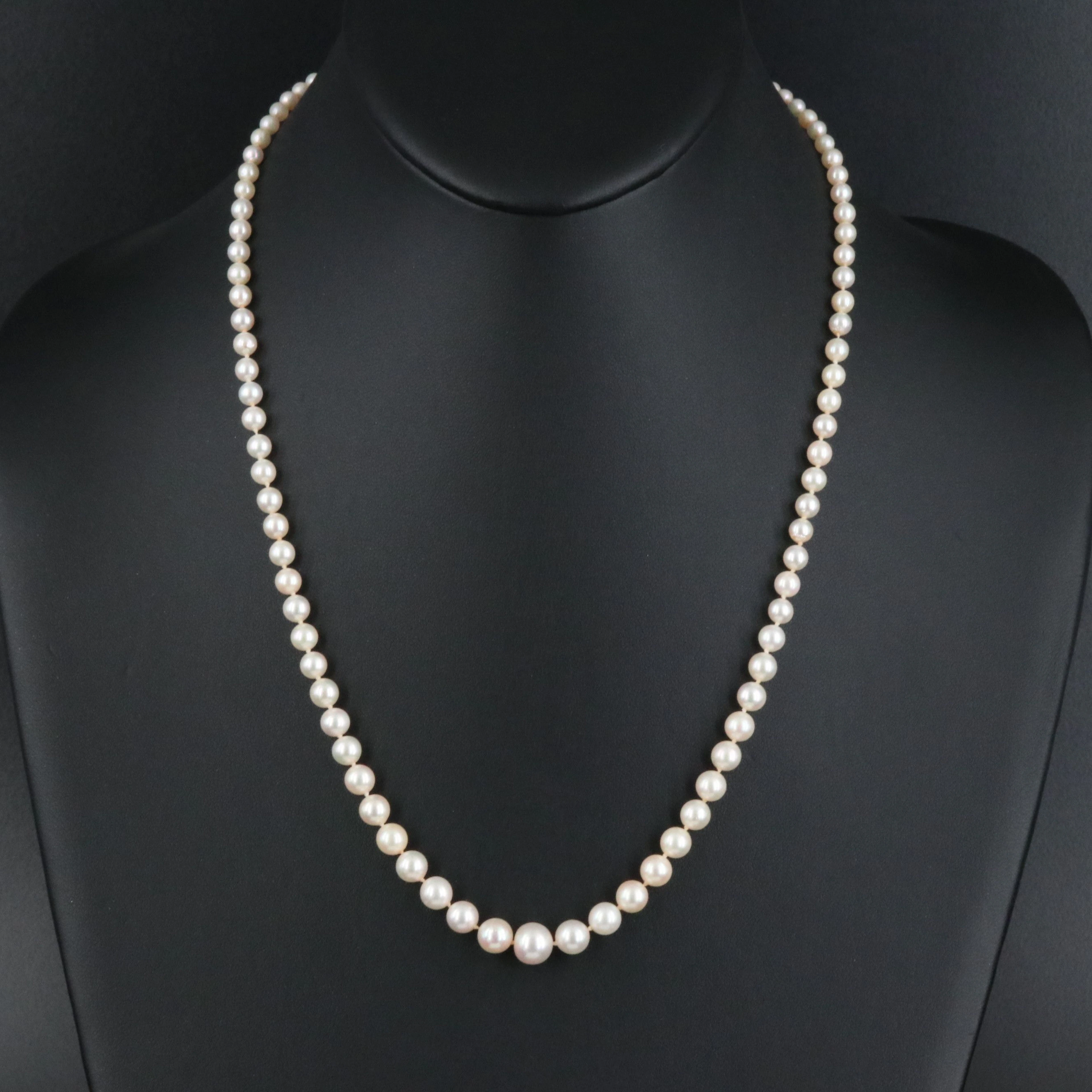 Princess Length Graduated Pearl Necklace with Sterling Clasp