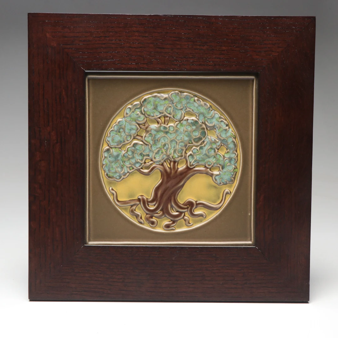 Rookwood Pottery "Tree of Life" Glazed Ceramic Tile in Frame, 2012