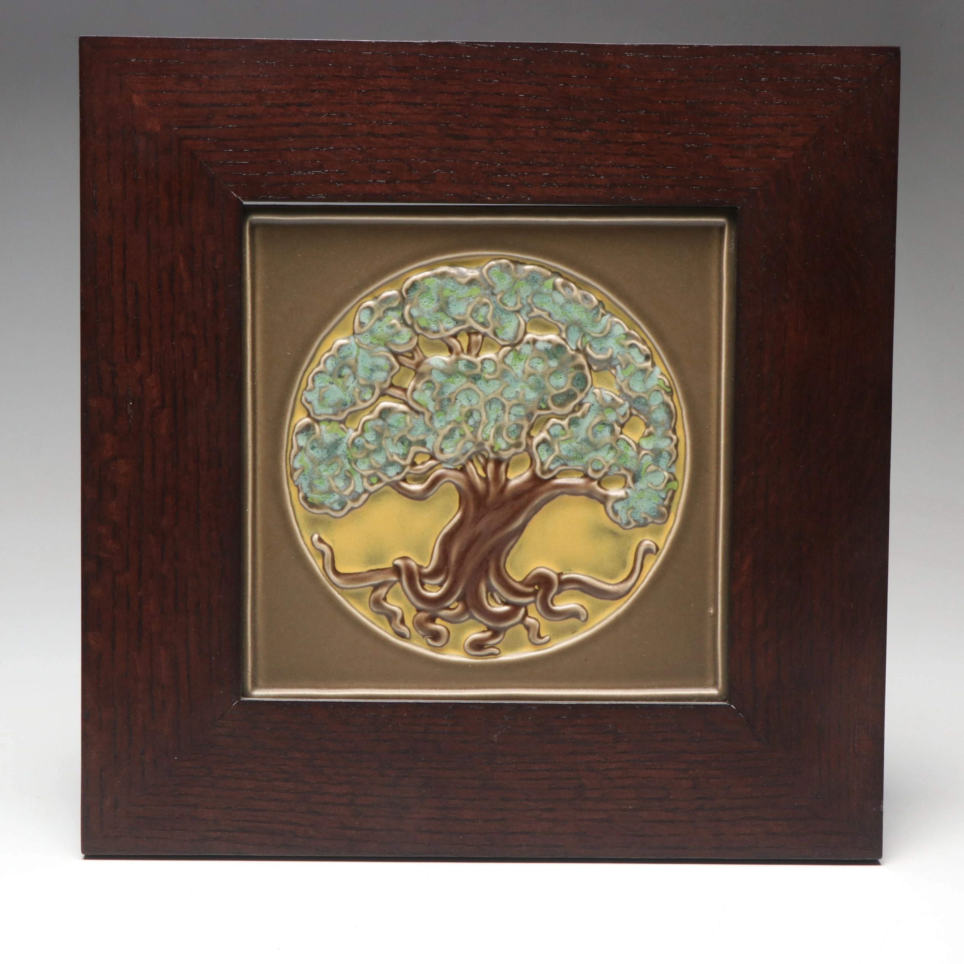 Rookwood Pottery "Tree of Life" Glazed Ceramic Tile in Frame, 2012