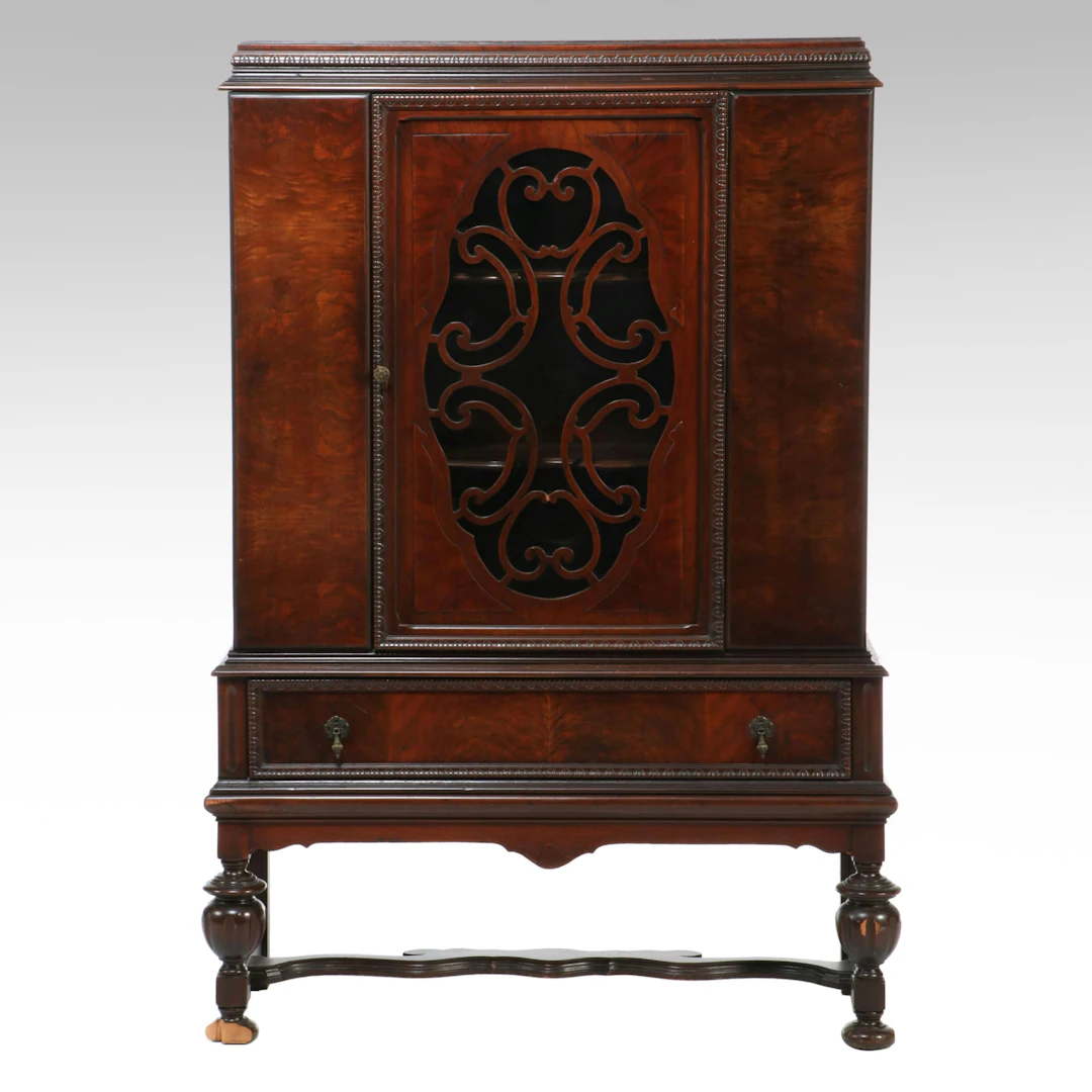 Jacobean Revival Carved Walnut Cabinet on Stand, Early 20th Century