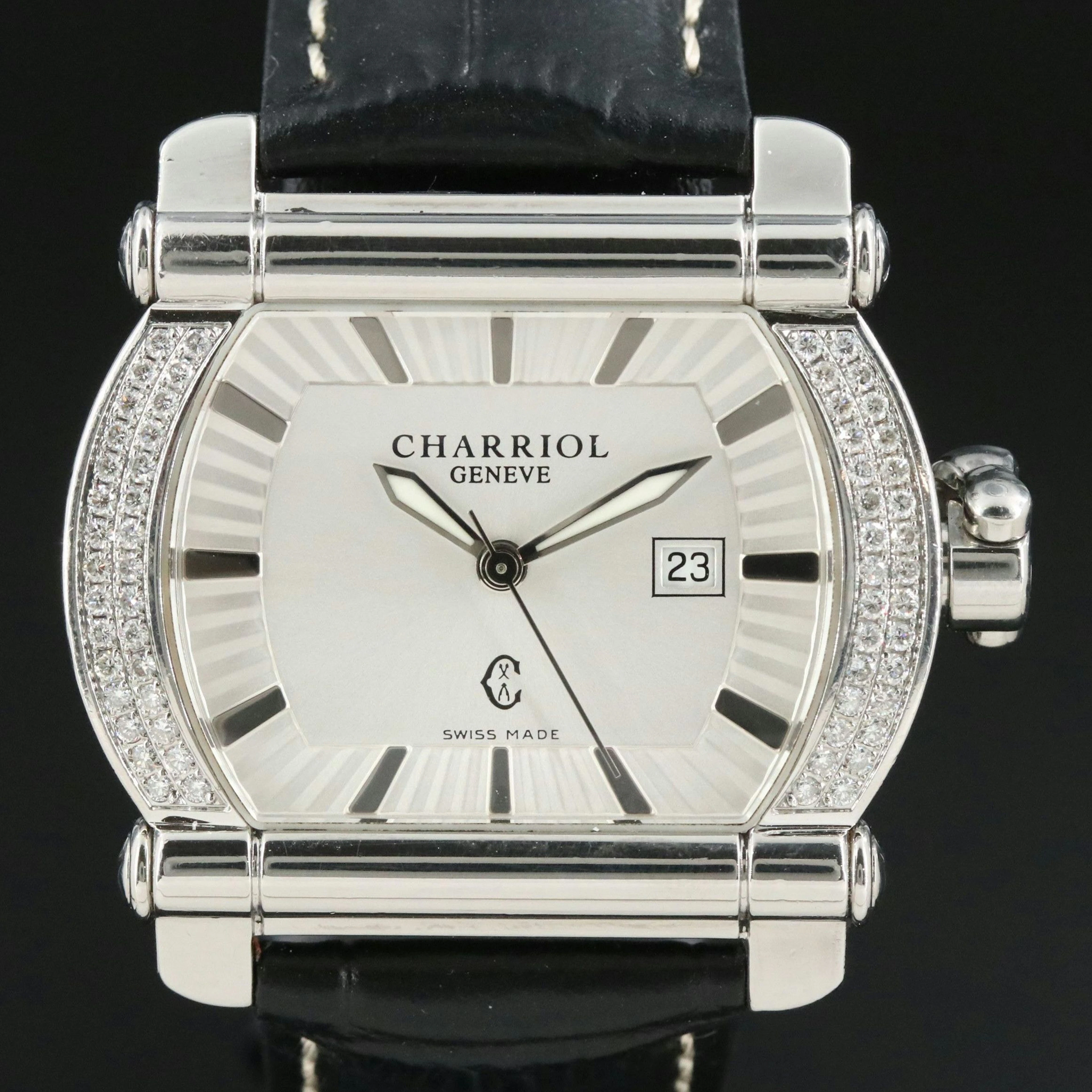 Charriol Actor Tonneau Diamond Case Stainless Steel Swiss Quartz Watch