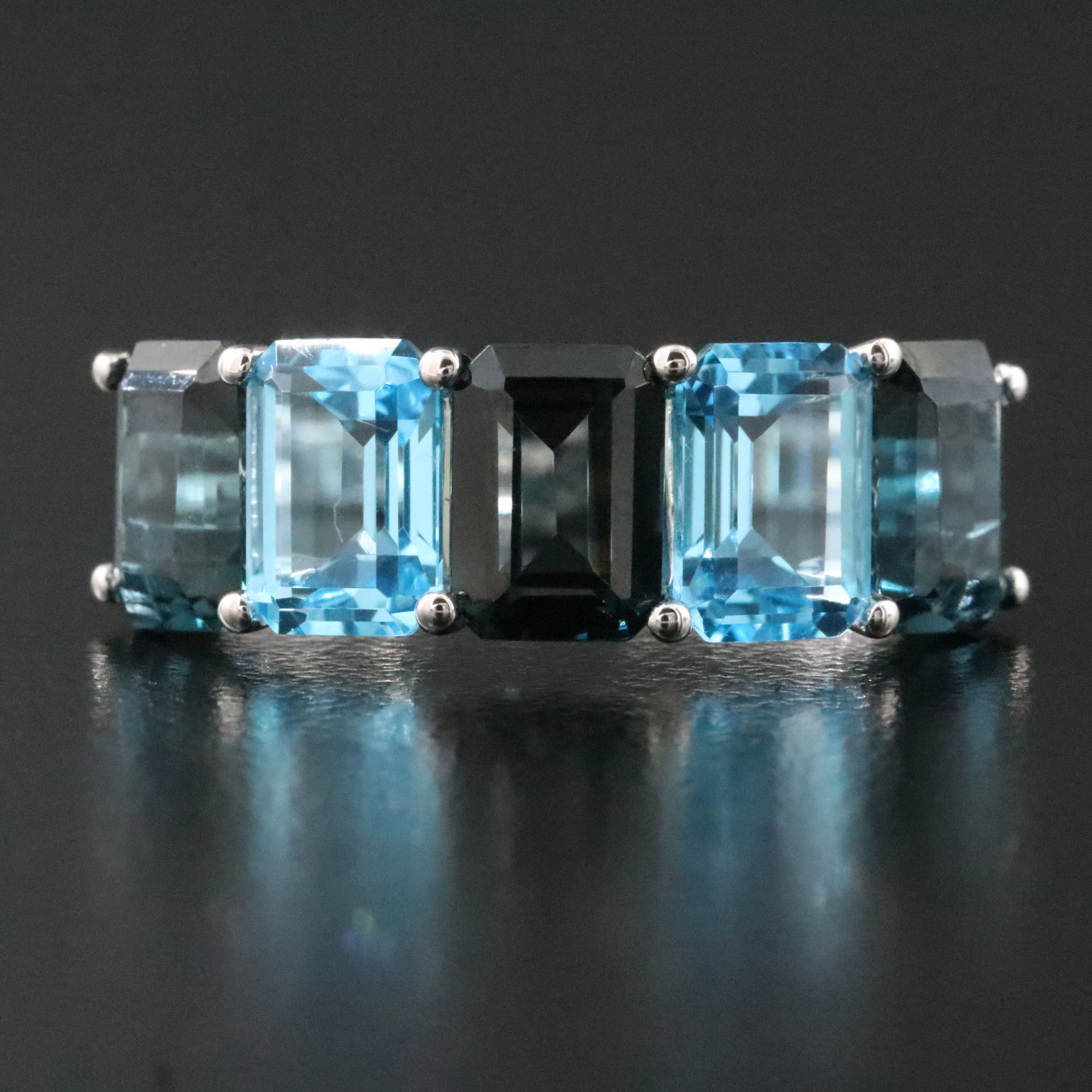 14K London and Swiss Blue Topaz Ring