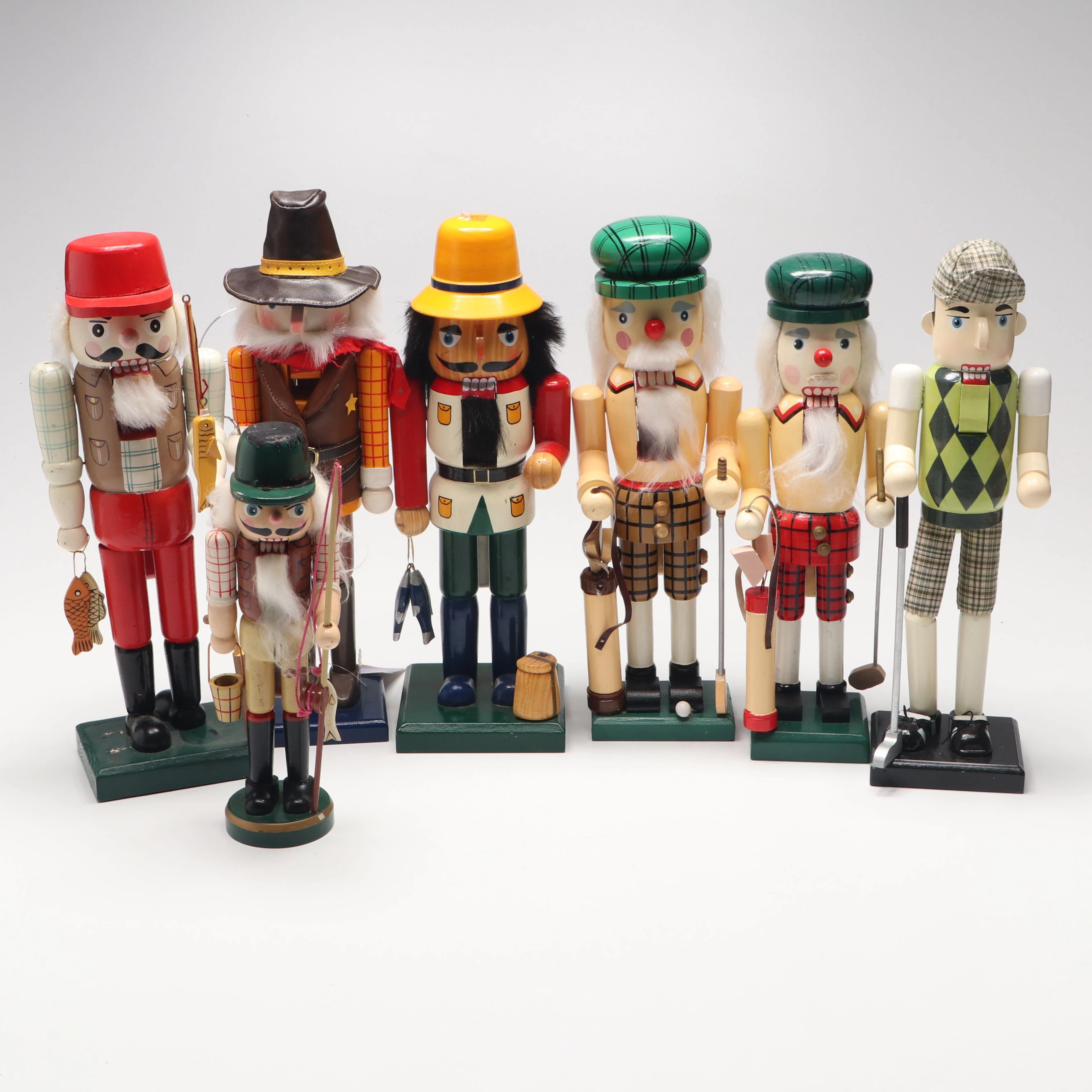 Fishermen, Golfers and Sheriff Wooden Christmas Nutcrackers