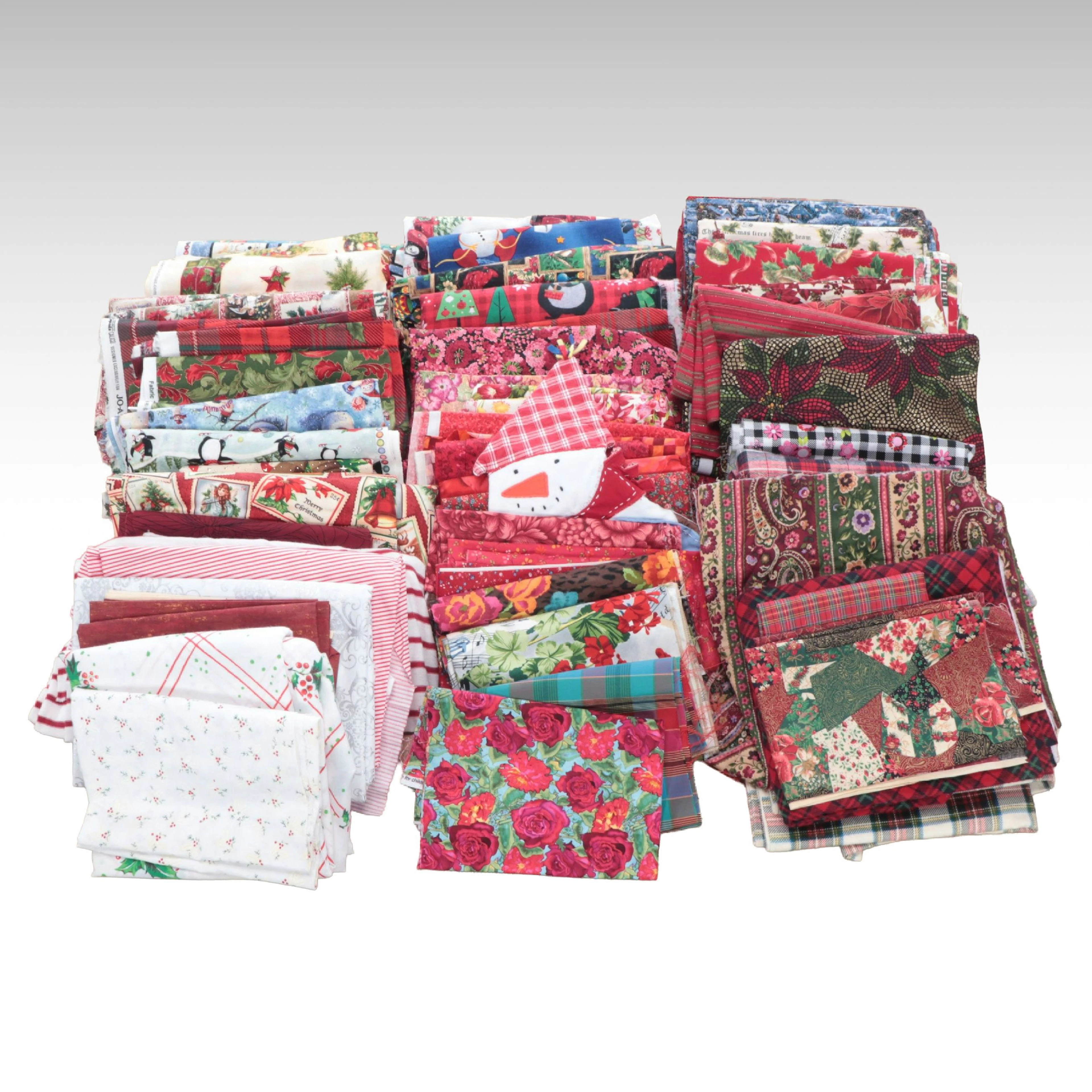 Christmas and Holiday Themed Quilting Cotton and Other Fabric Remnants
