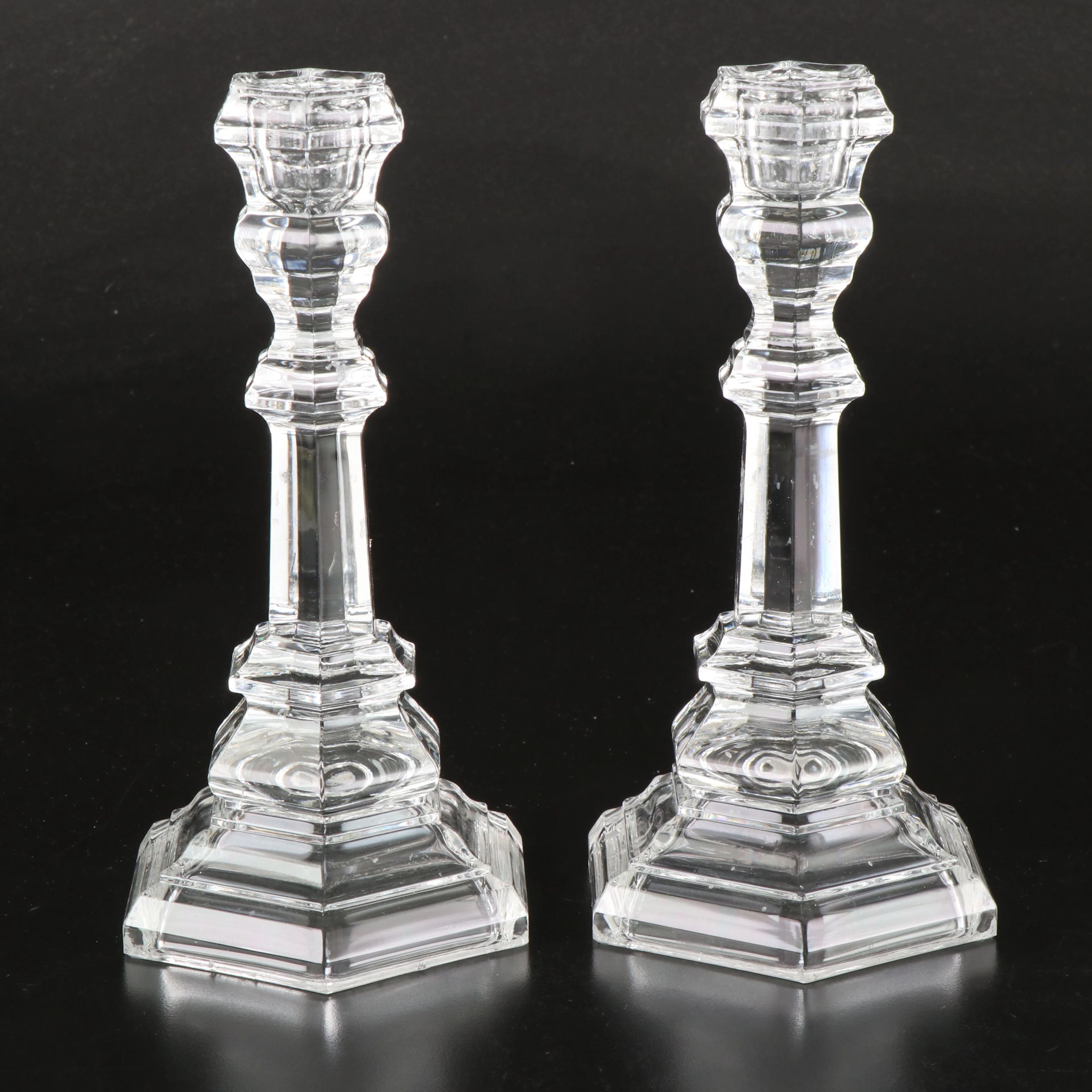 Pair of Tiffany & Co. "Plymouth" Crystal Candle Holders