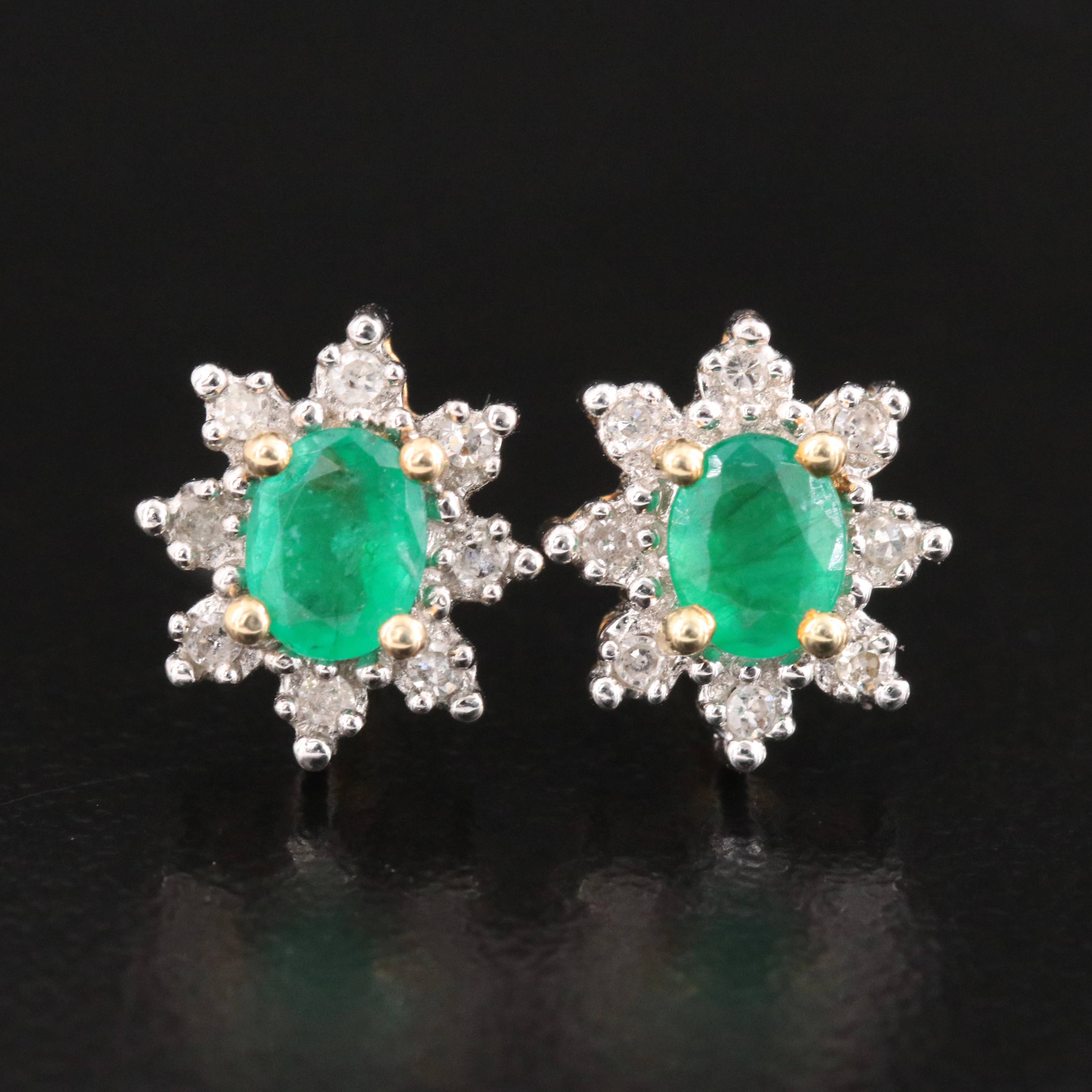 10K Emerald and Diamond Earrings