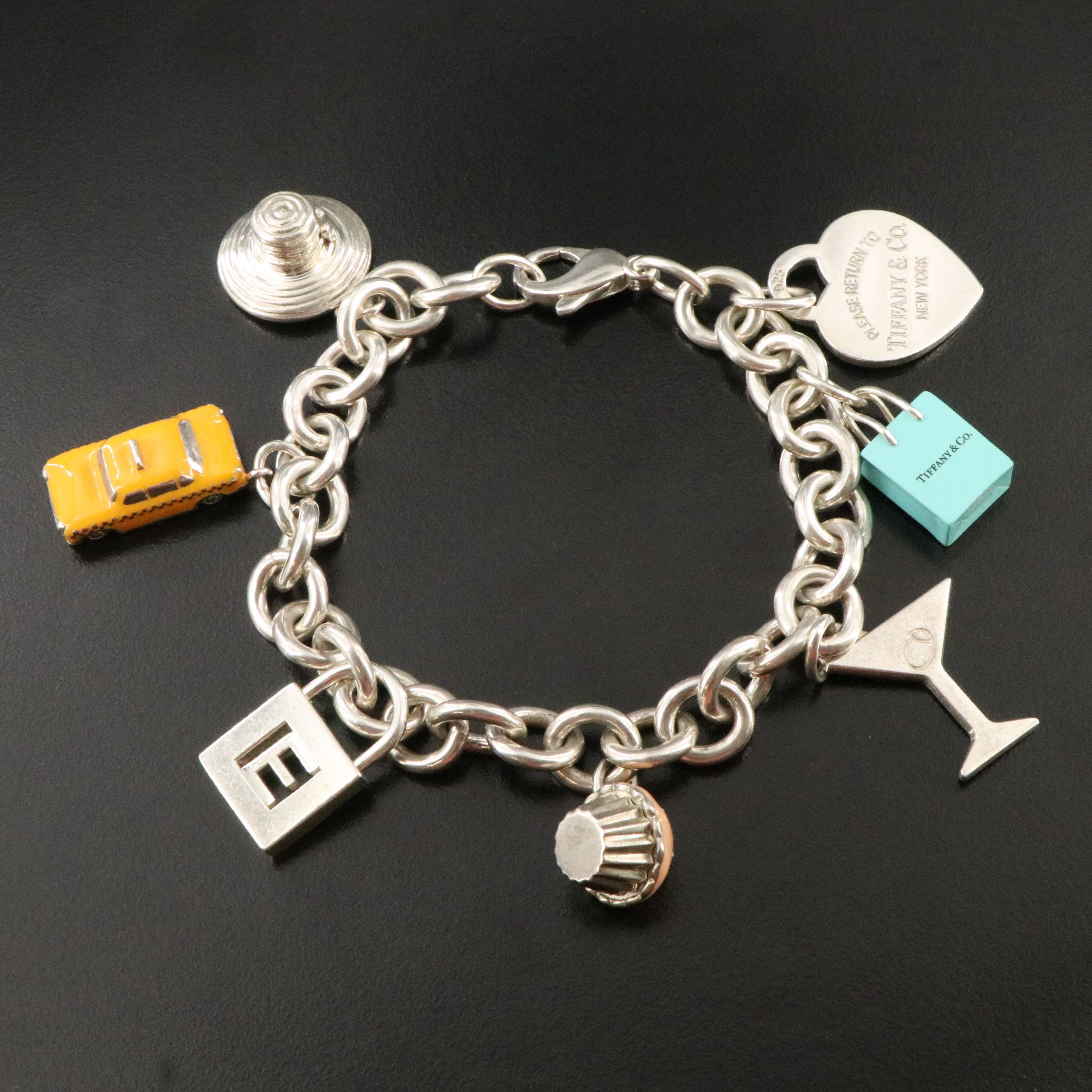 Tiffany & Co. Sterling Charm Bracelet with Tiffany Enamel Charms