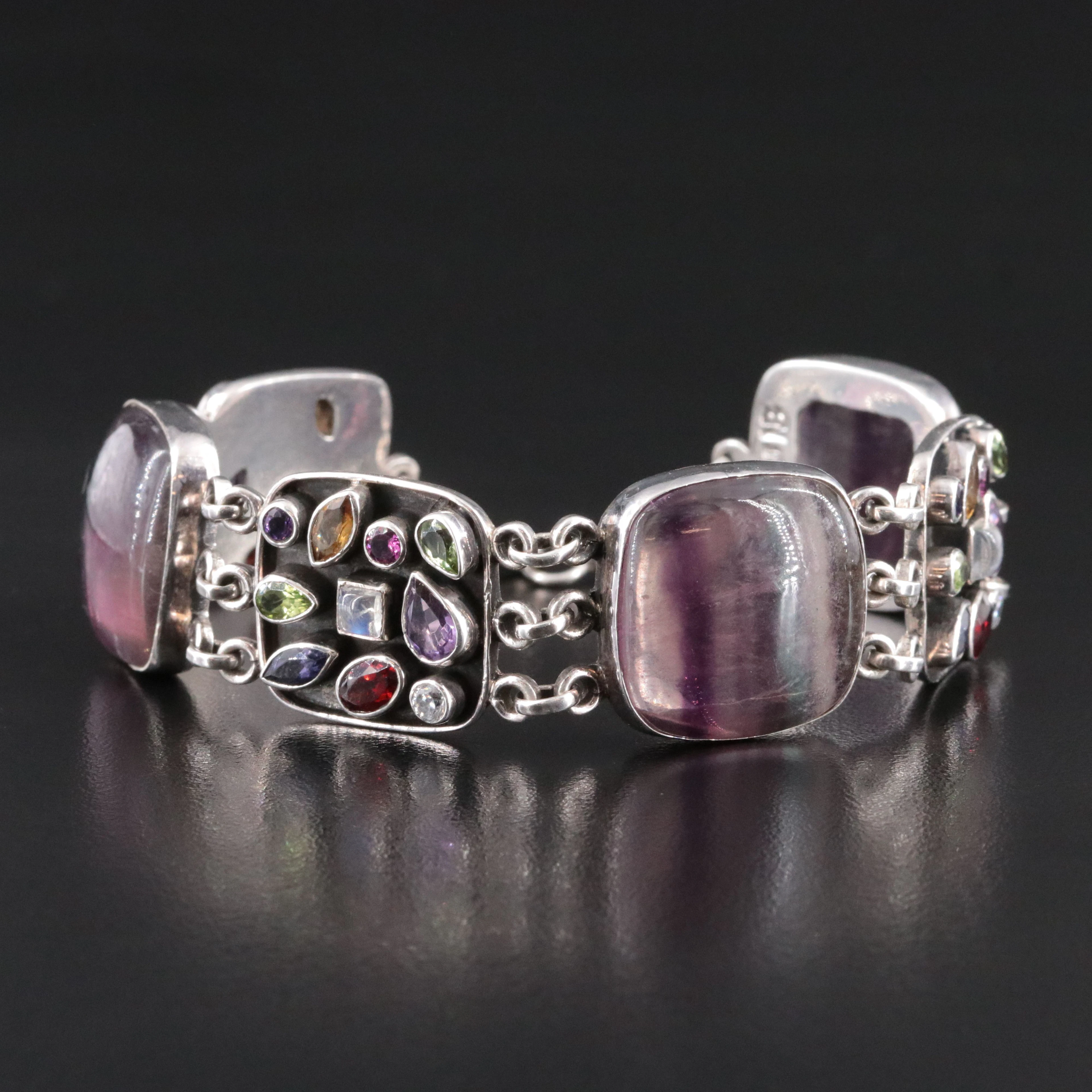 Nicky Butler Sterling Bracelet Including Fluorite, Moonstone and Amethyst